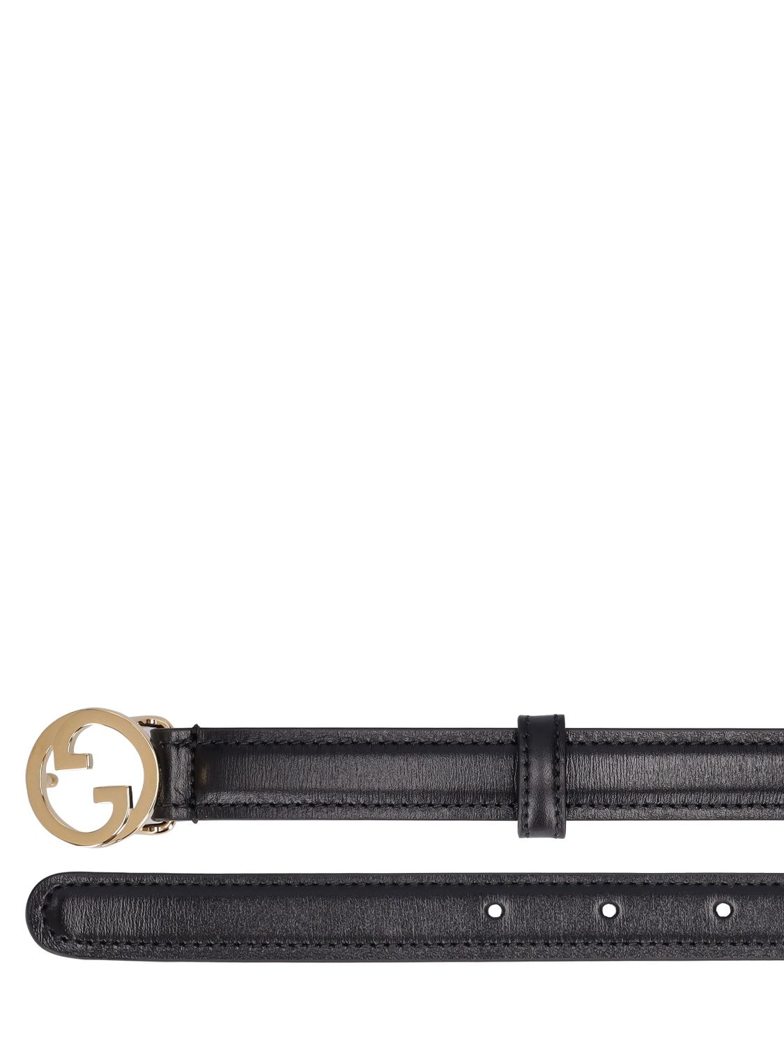 Shop Gucci 20mm Leather Belt In Black