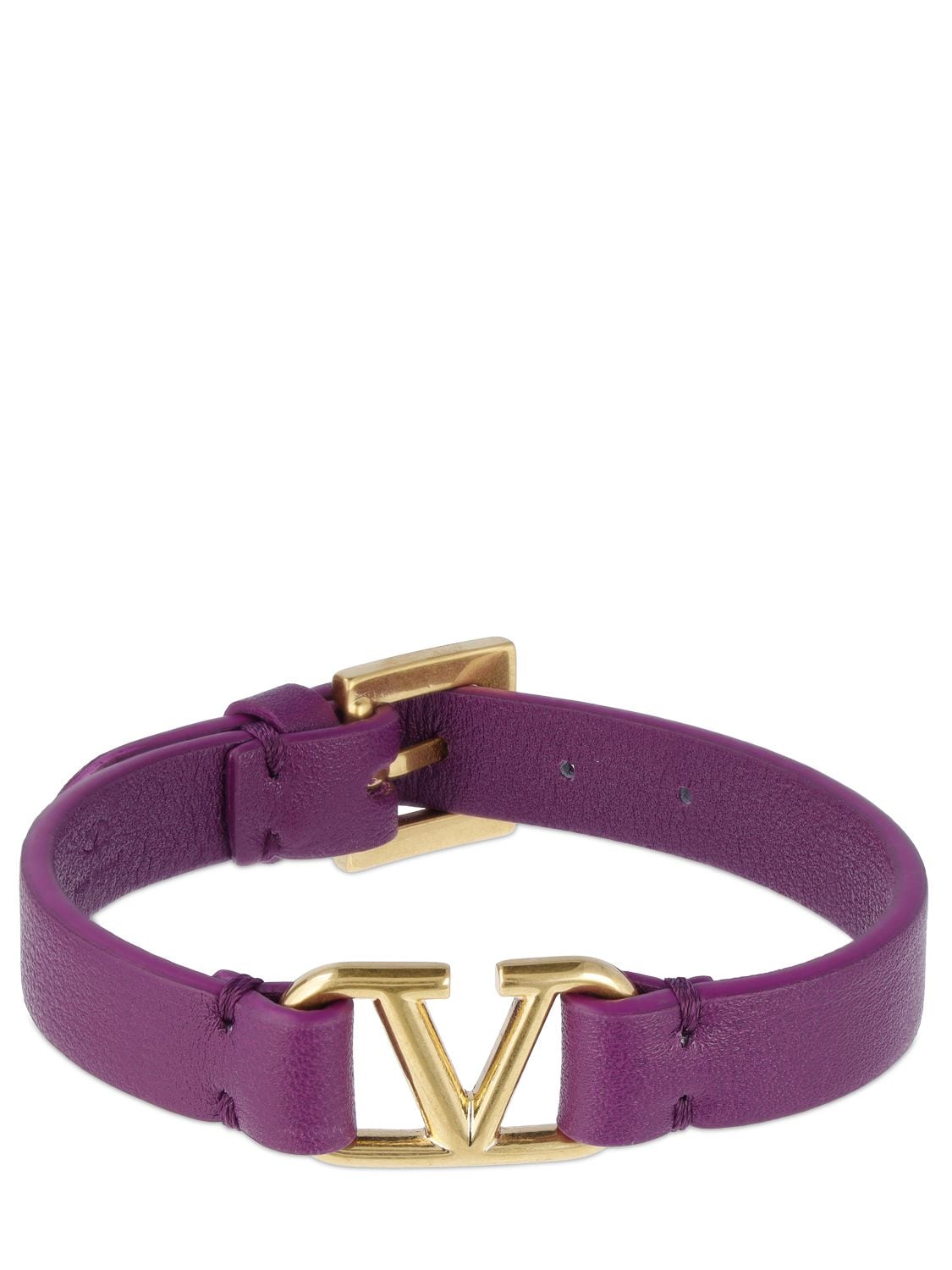 VALENTINO GARAVANI V Logo Leather Belt Bracelet