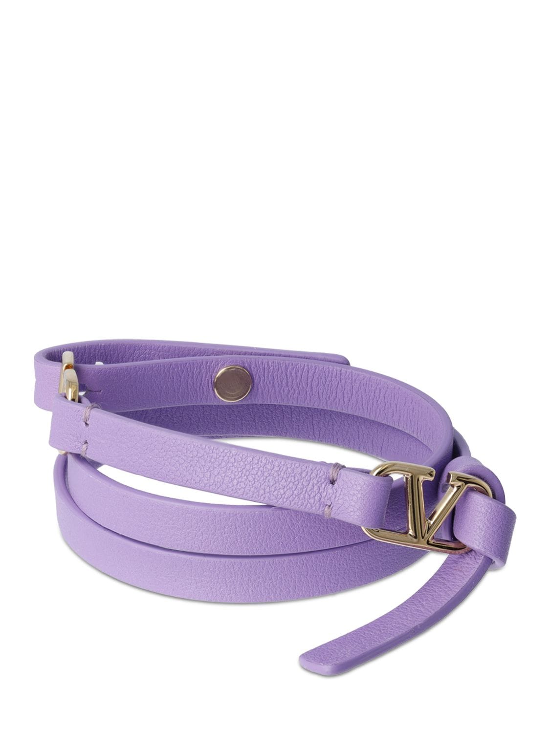 Valentino Garavani Double Wrap V Logo Leather Bracelet In Purple