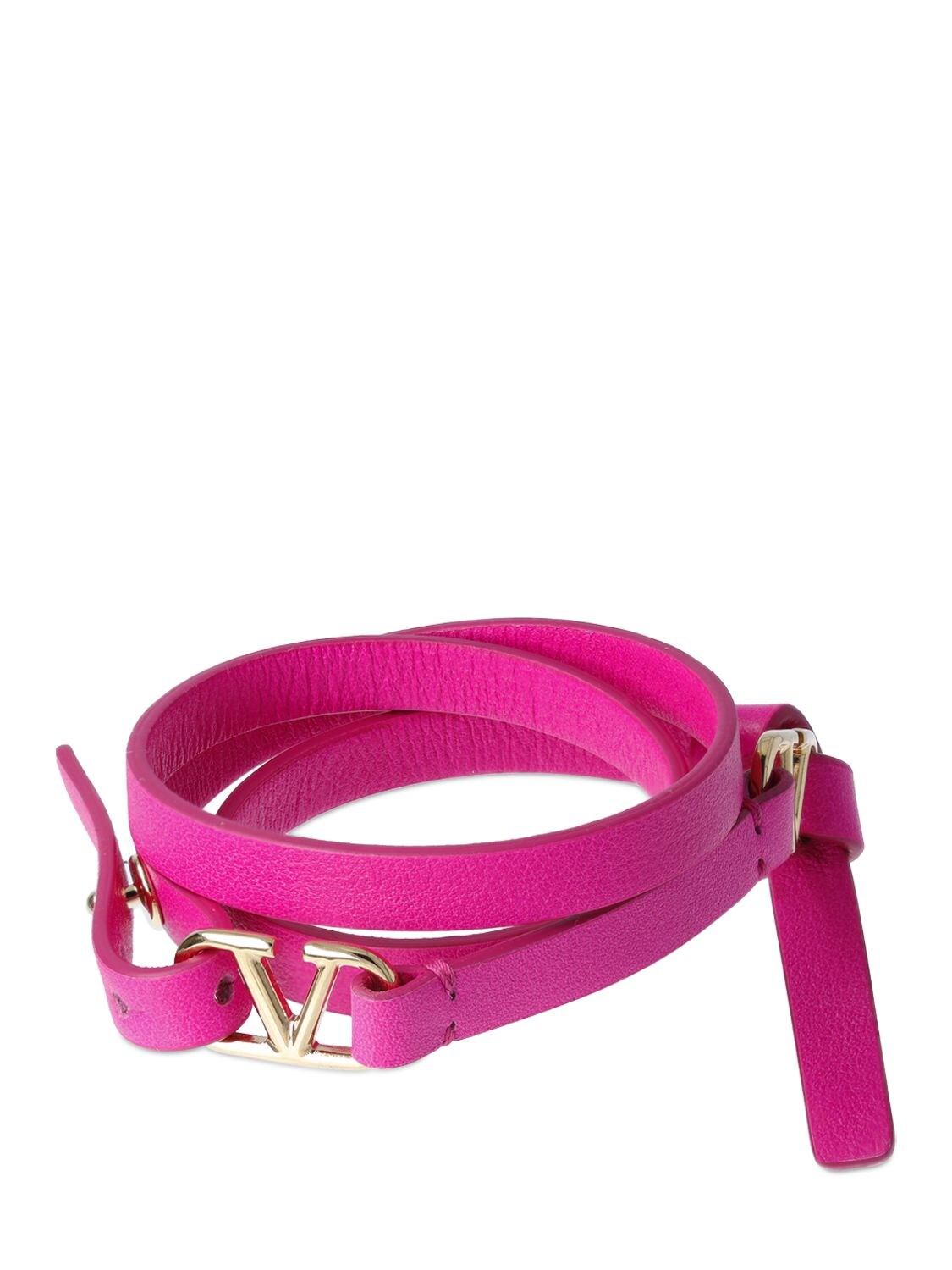 Valentino Logo Leather Wrap Bracelet