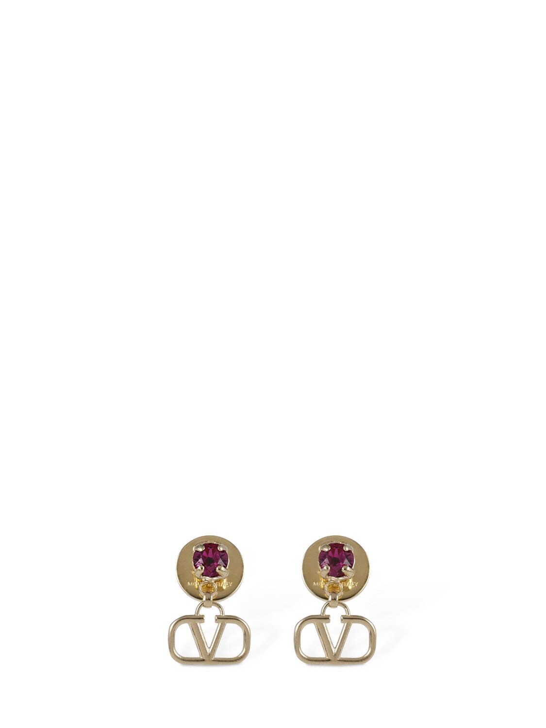 Valentino Garavani V Logo & Crystal Drop Earrings In Gold