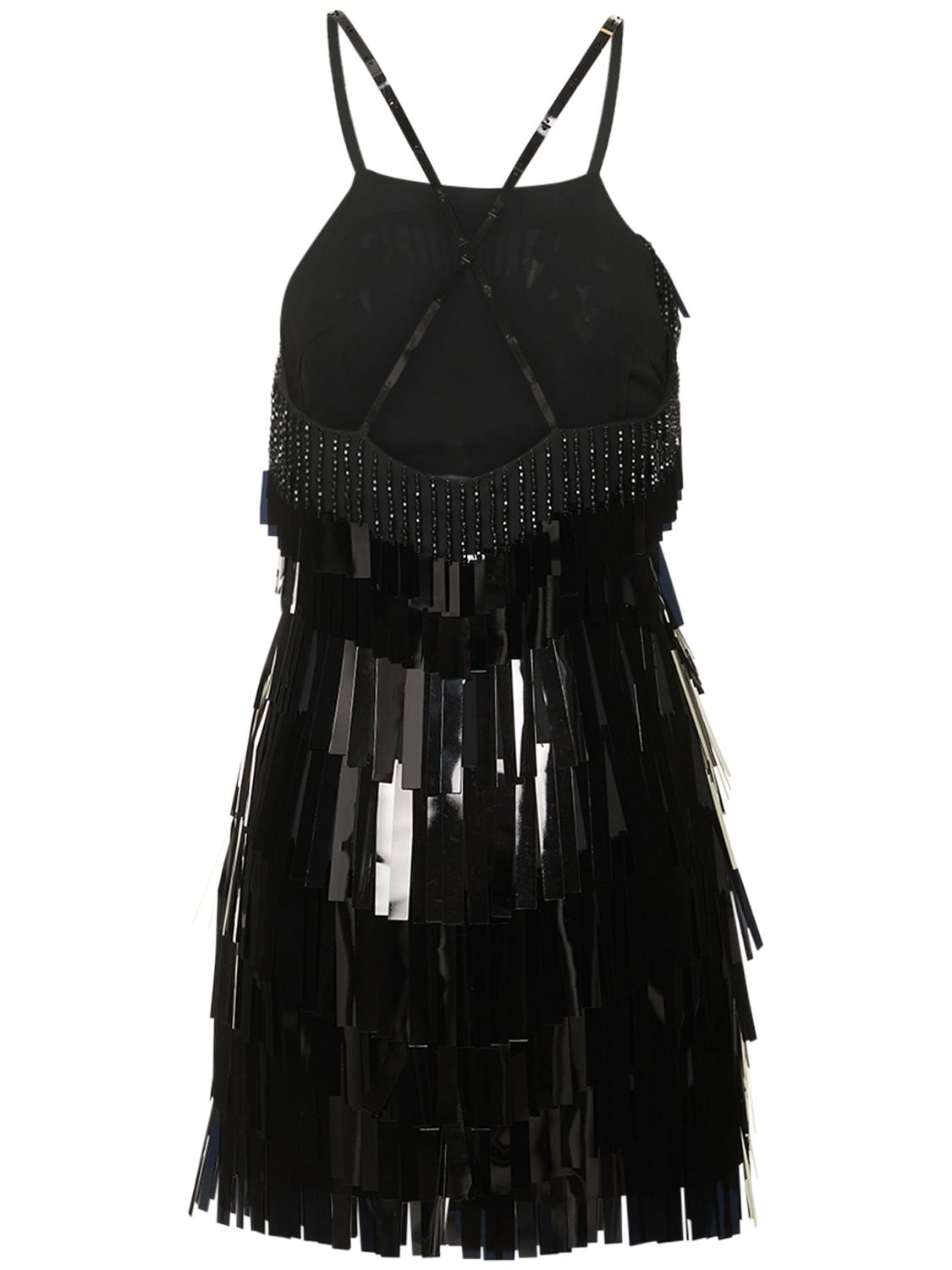 Shop Attico Crystal & Sequin Embellished Mini Dress In Black