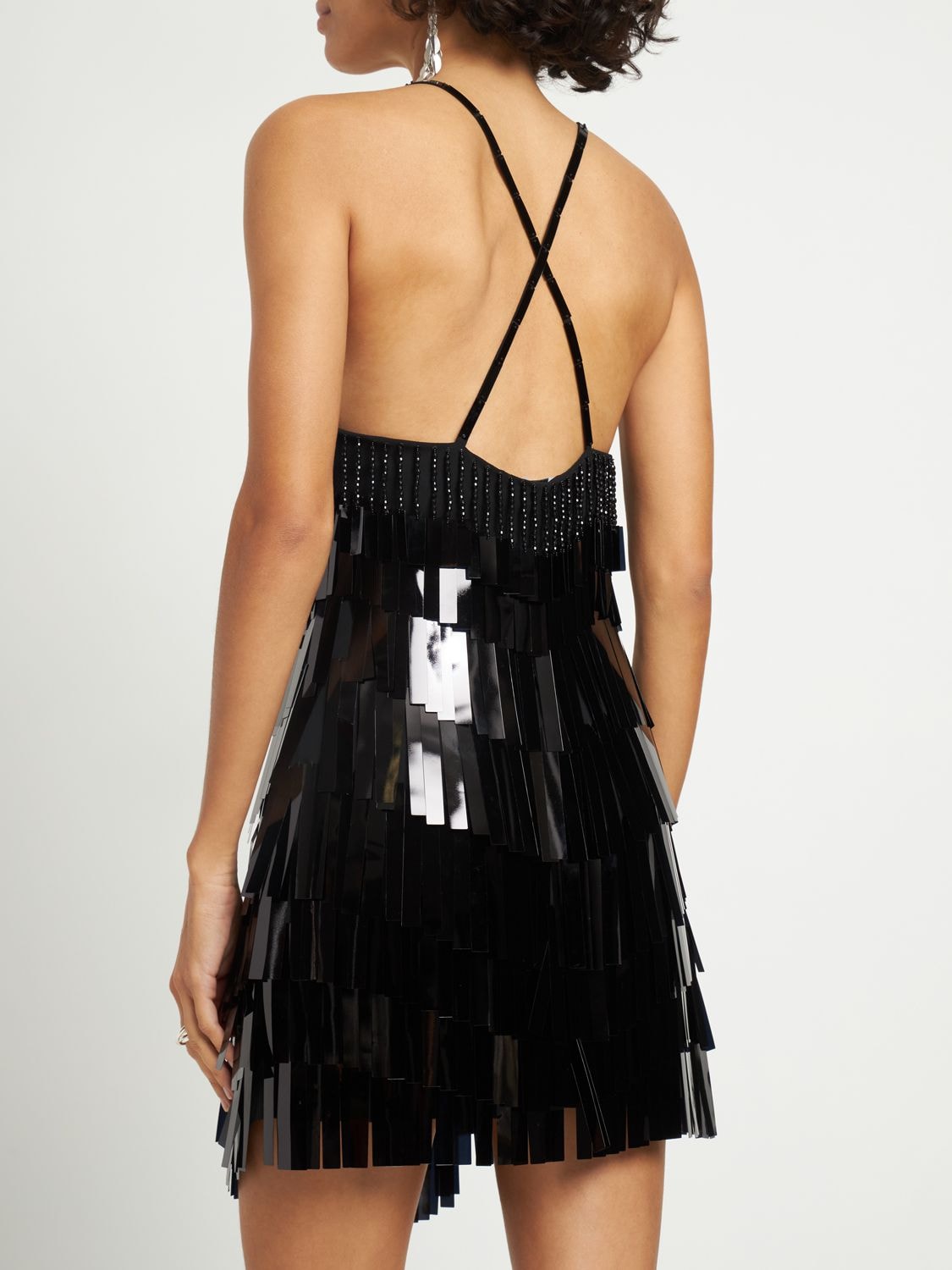 Shop Attico Crystal & Sequin Embellished Mini Dress In Black