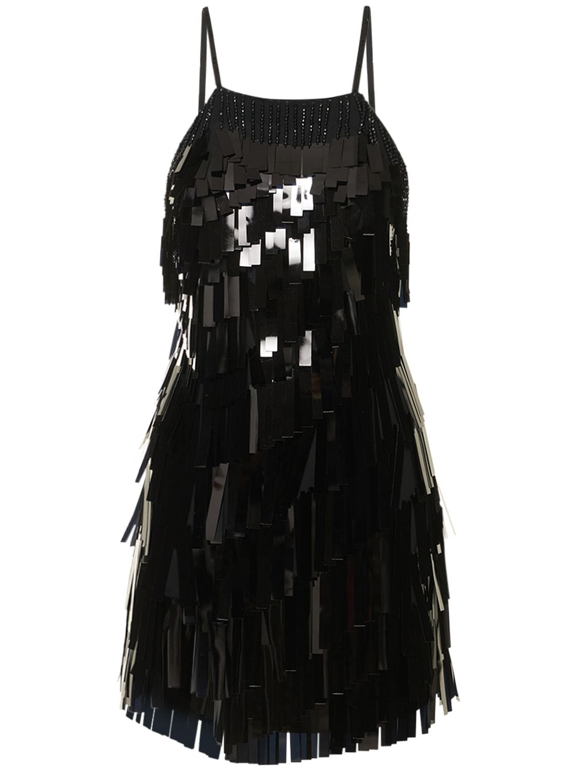 Attico Crystal & Sequin Embellished Mini Dress In Black