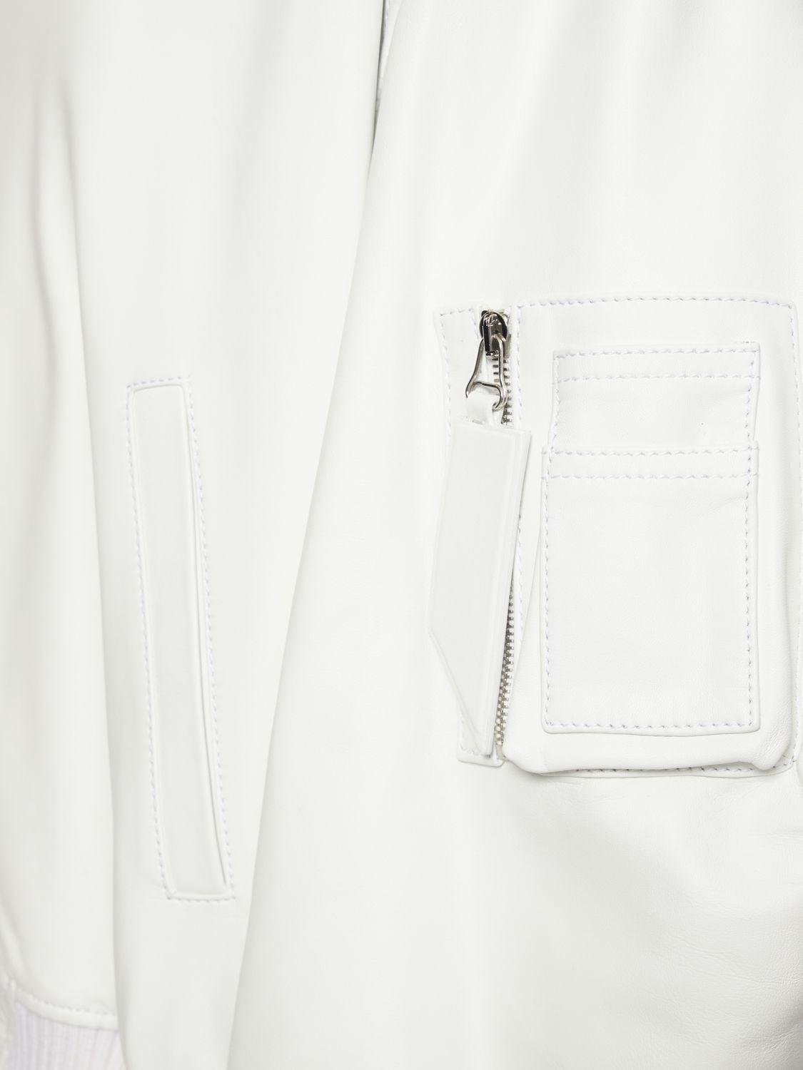 Shop Attico Anja Napa Leather Bomber Jacket In White