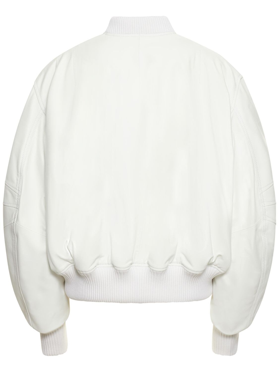 Shop Attico Anja Napa Leather Bomber Jacket In White