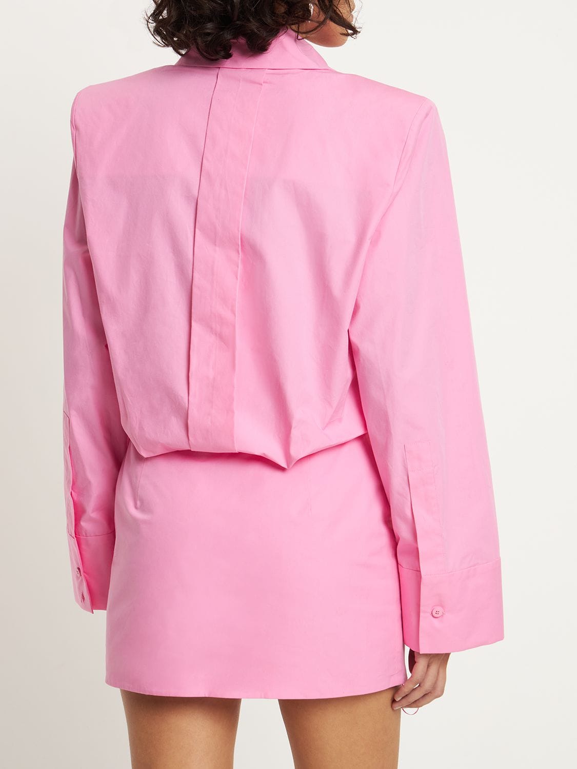 Shop Attico Margot Canvas Shirt Style Mini Dress In Pink