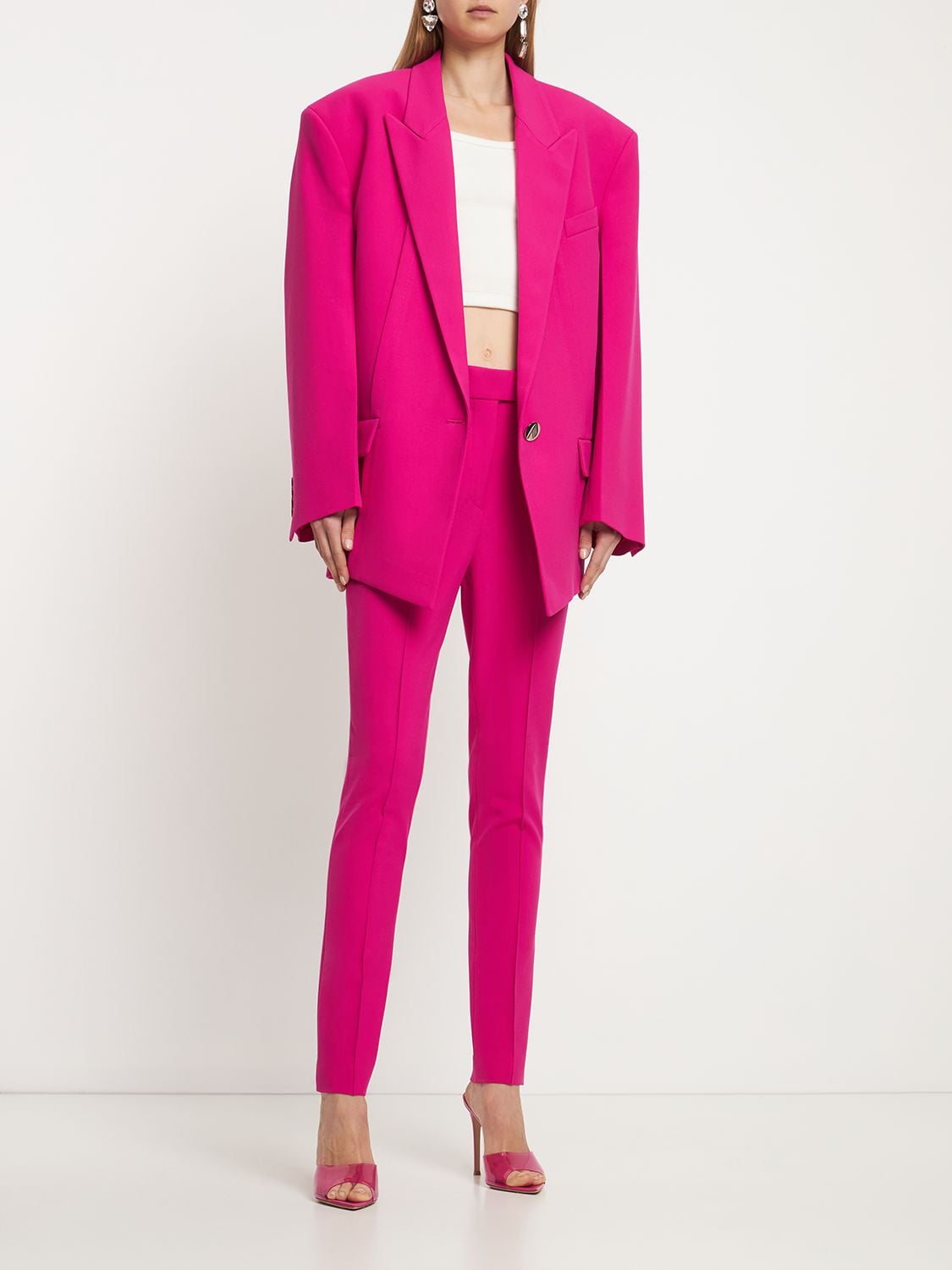 Shop Attico Glen Tailored Twill Oversize Blazer In Pink,fuchsia