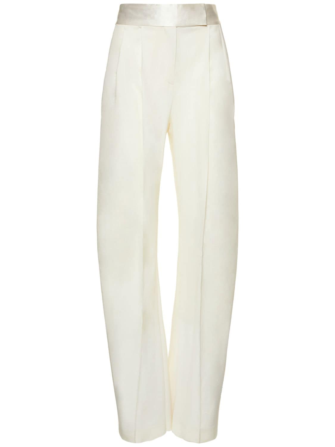 Shop Attico Gary Stretch Gabardine Wide Pants In White