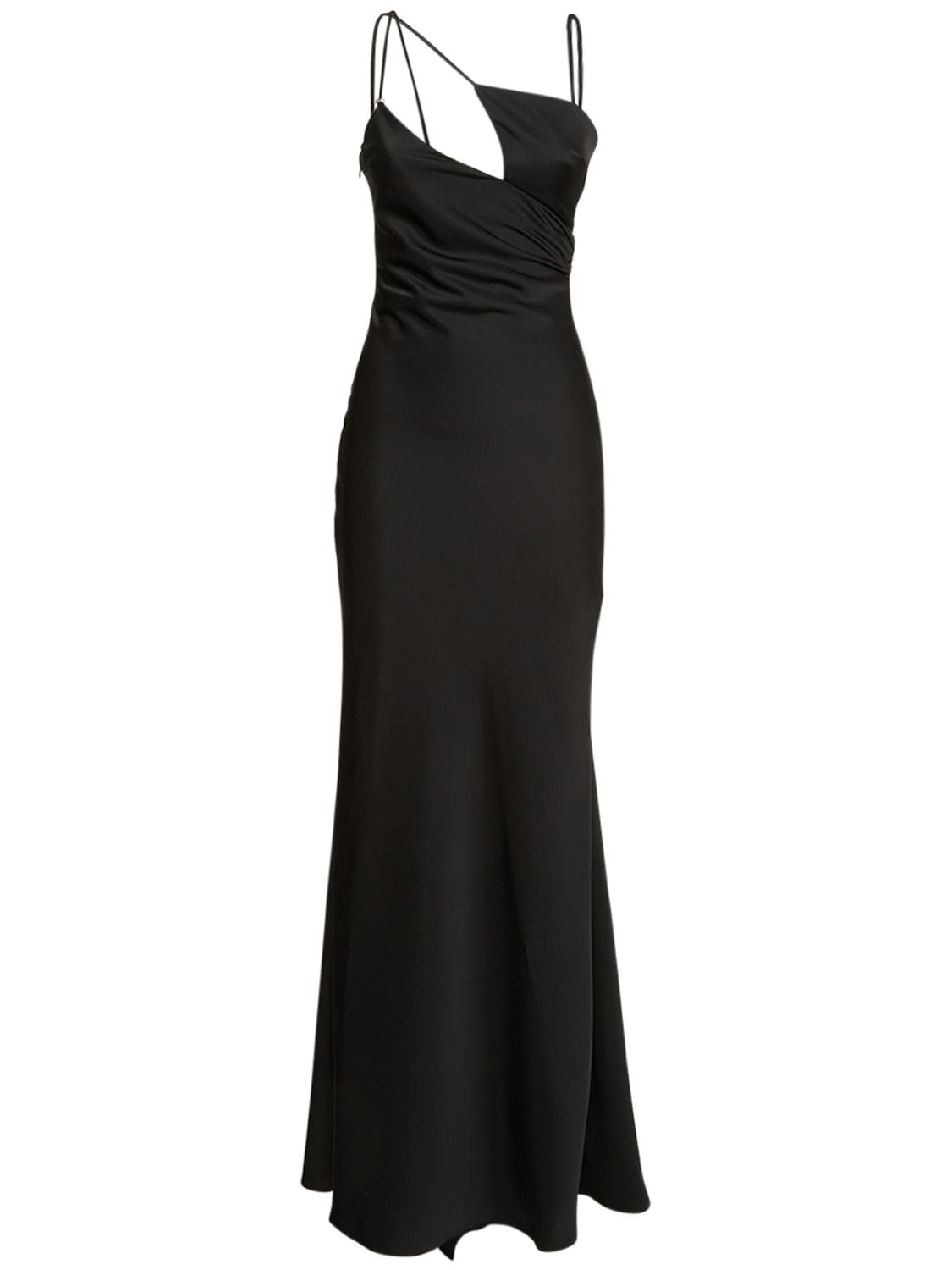 Attico Melva Double Satin Long Dress In Black