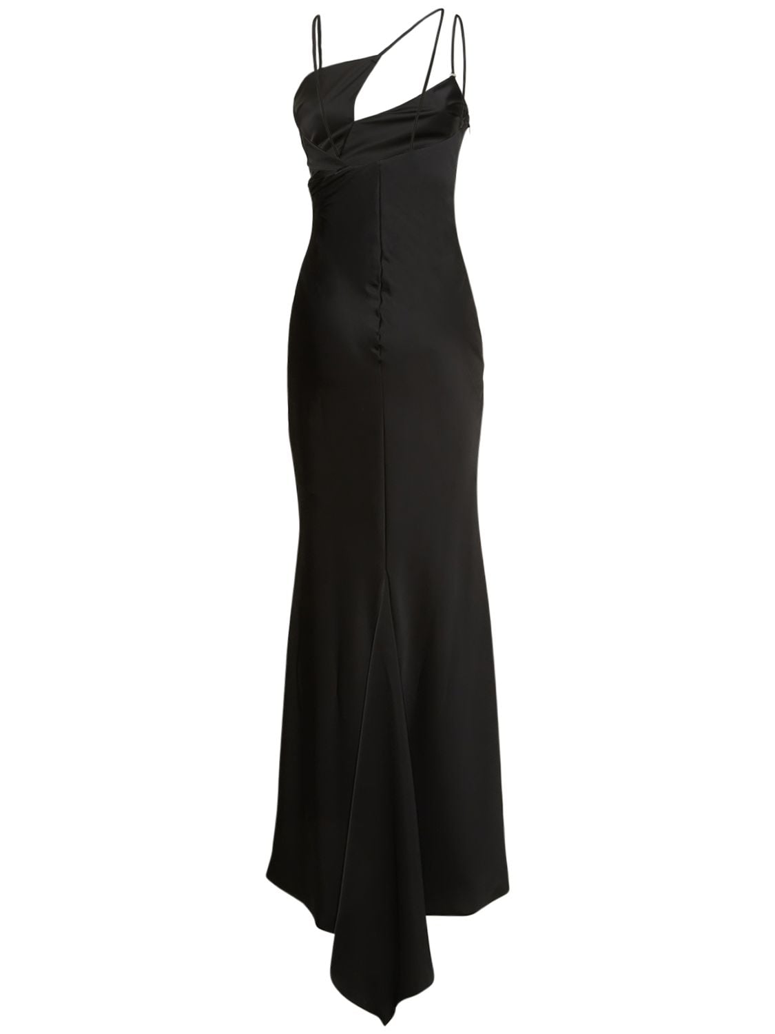 Shop Attico Melva Double Satin Long Dress In Black