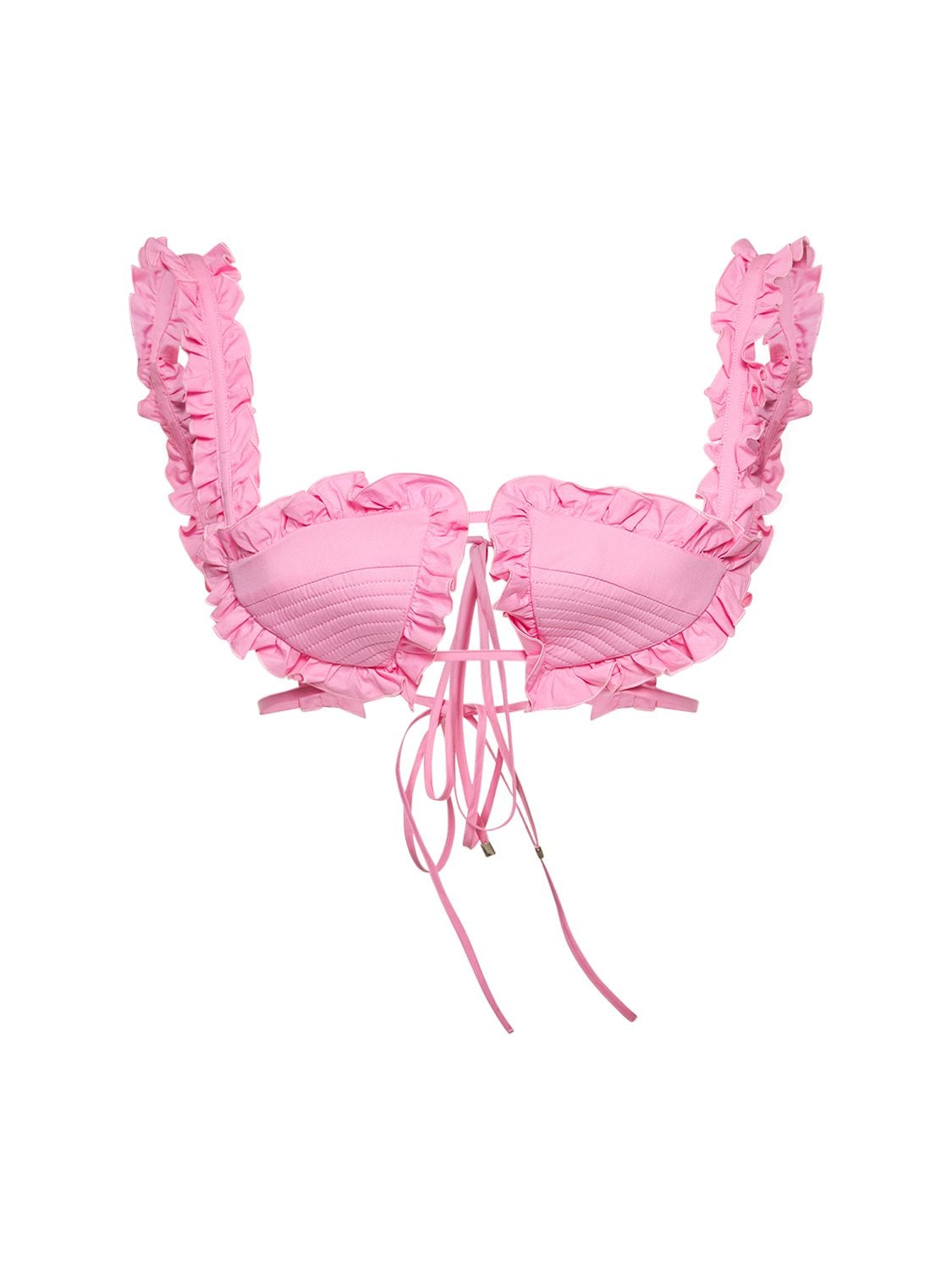 Attico Glory Ruffled Cotton Bra Top In Pink