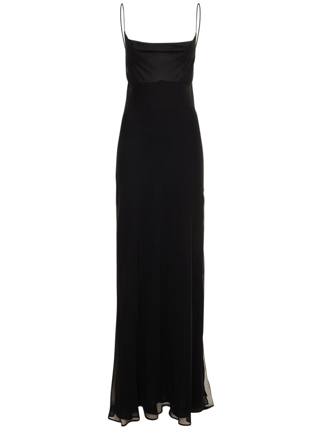 The Andamane Isabelle Silk Georgette Long Dress In Black