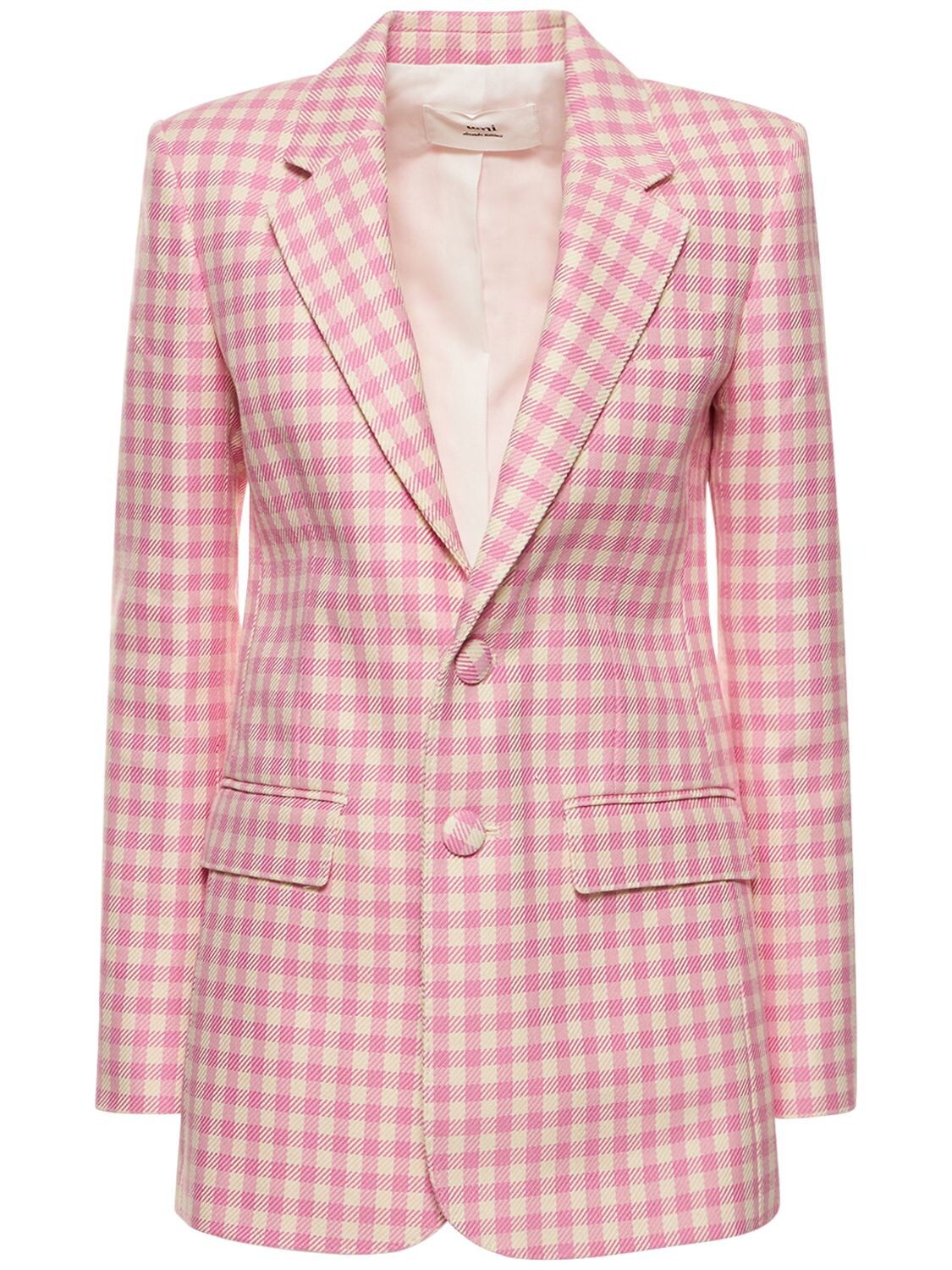 Ami Alexandre Mattiussi Check-print Single-breasted Blazer In Pink