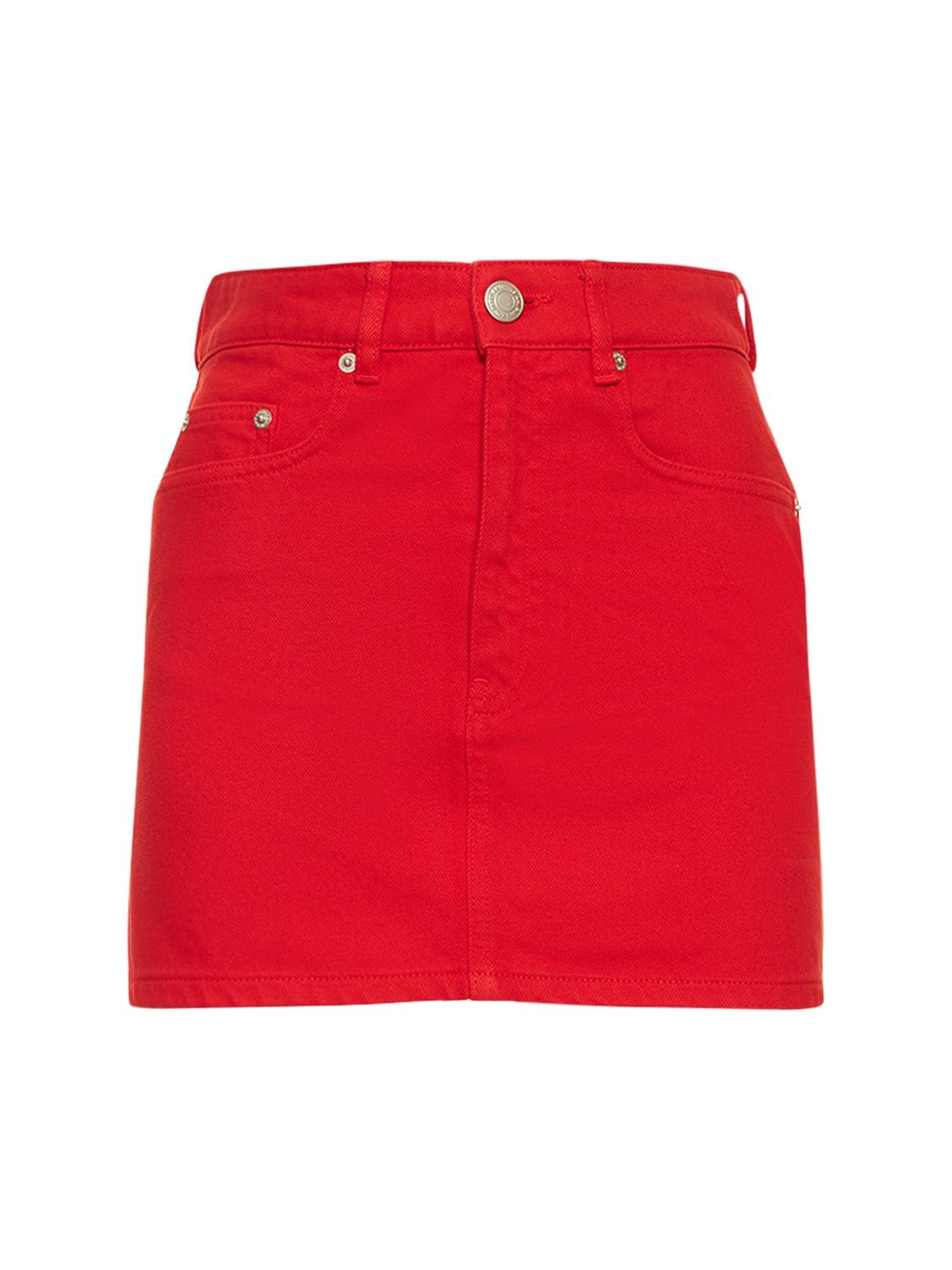 Ami Alexandre Mattiussi Cotton Denim Mini Skirt In Red