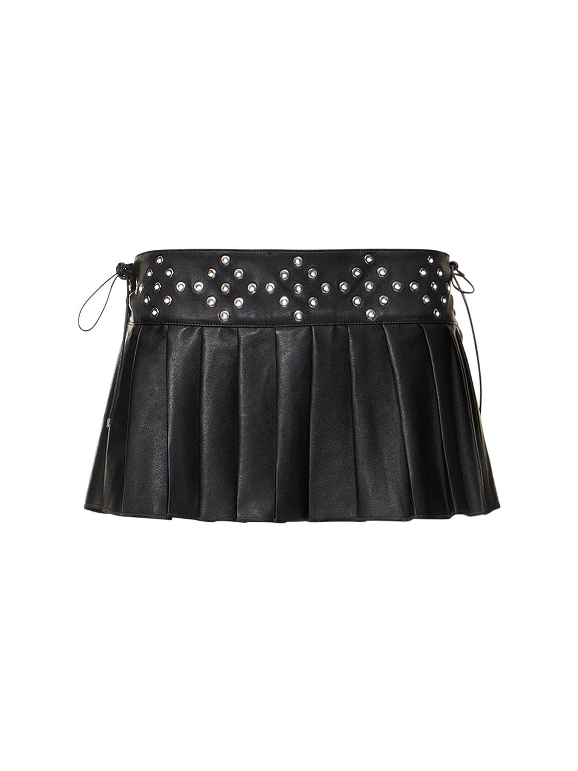 Leather Studded Pleated Mini Skirt