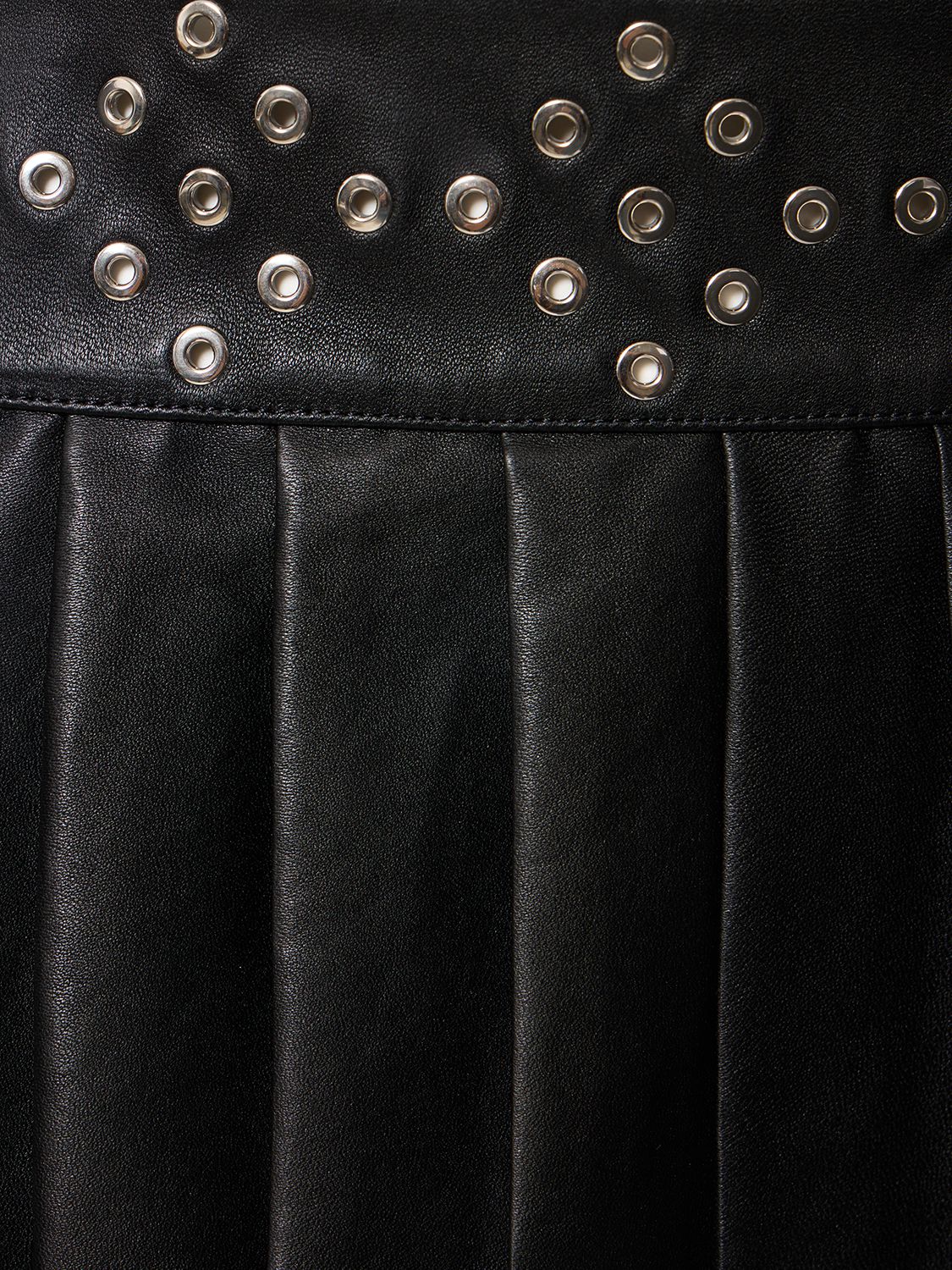 LUDOVIC DE SAINT SERNIN LEATHER STUDDED PLEATED MINI SKIRT