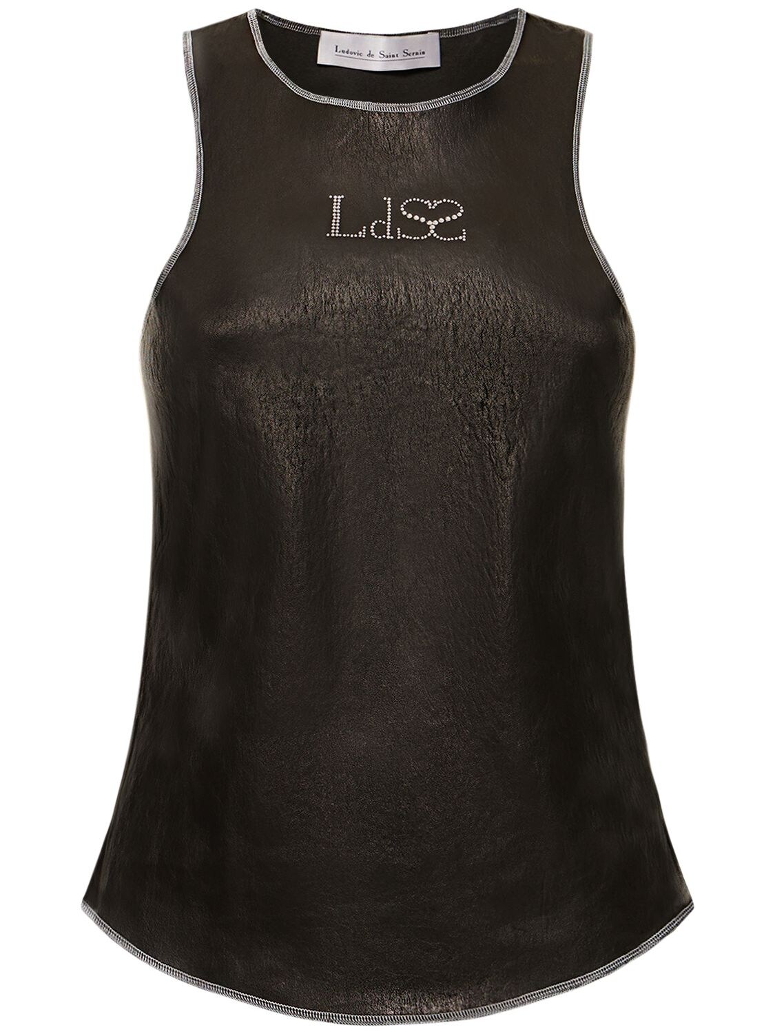 Embellished Logo Leather Tank Top – WOMEN > CLOTHING > TOPS