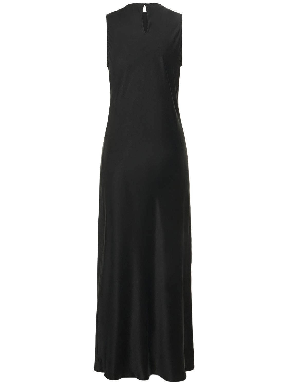 Asceno Valencia High-neck Silk-satin Maxi Dress In Black