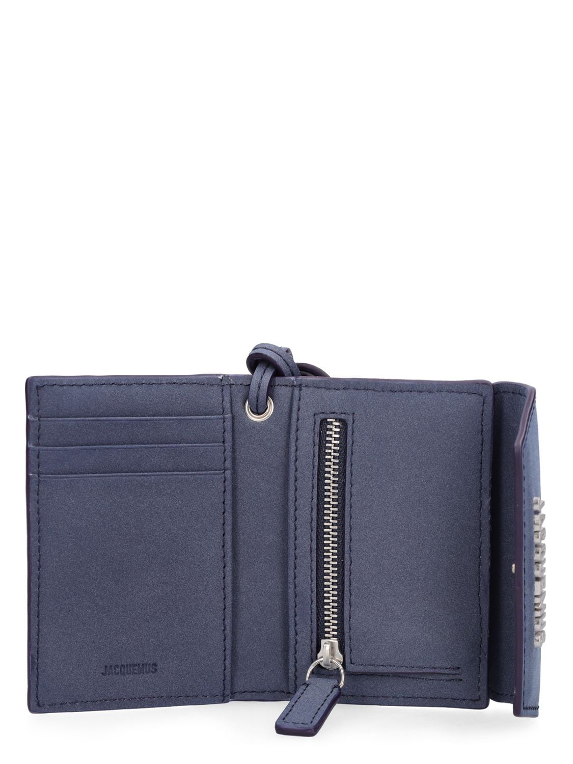 Le Porte Leather Wallet With Strap in Blue - Jacquemus