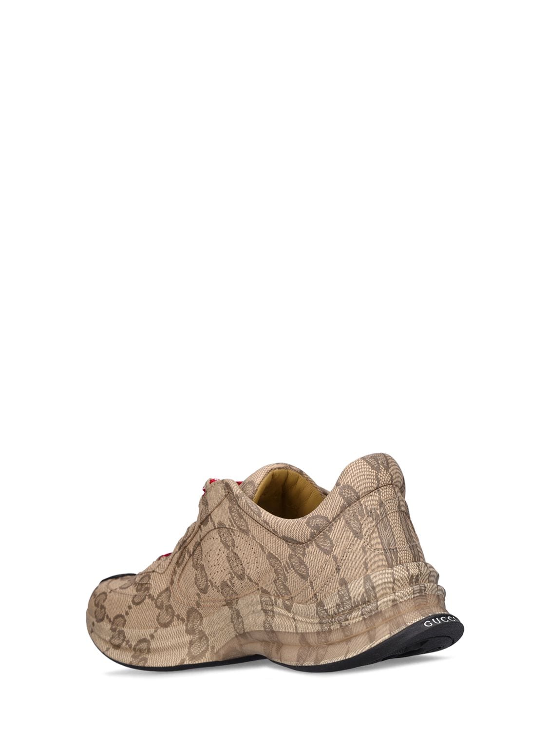 Shop Gucci Run Leather Sneakers In Beige,brown