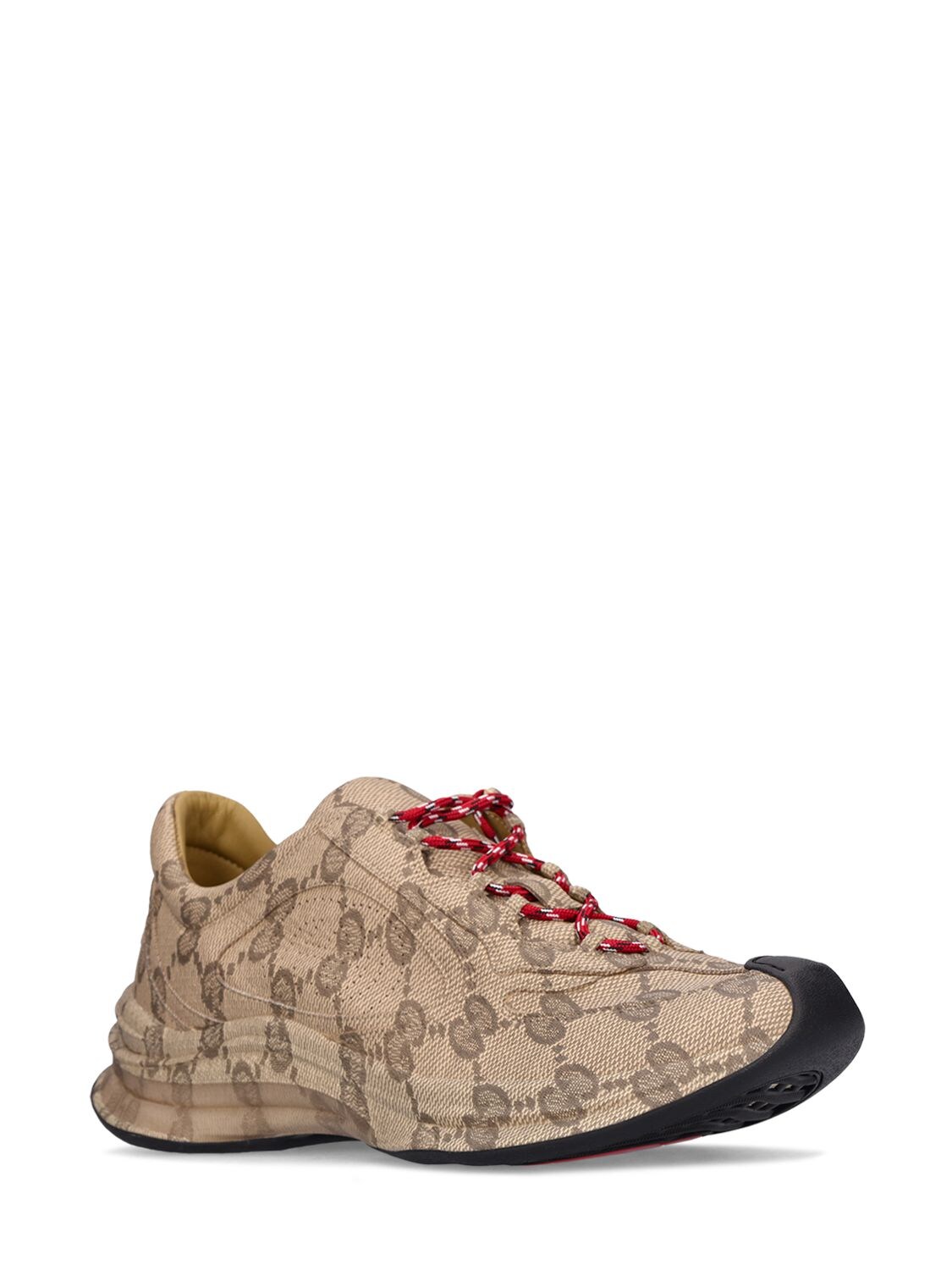 Shop Gucci Run Leather Sneakers In Beige,brown