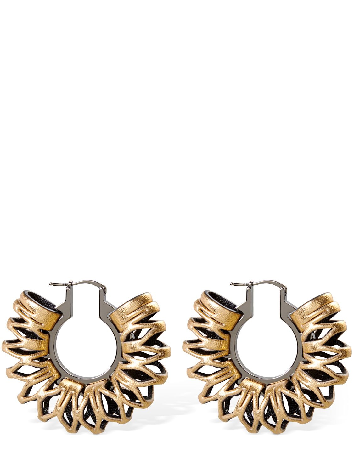 Shop So-le Studio Ila Leather Hoop Earrings In Gold