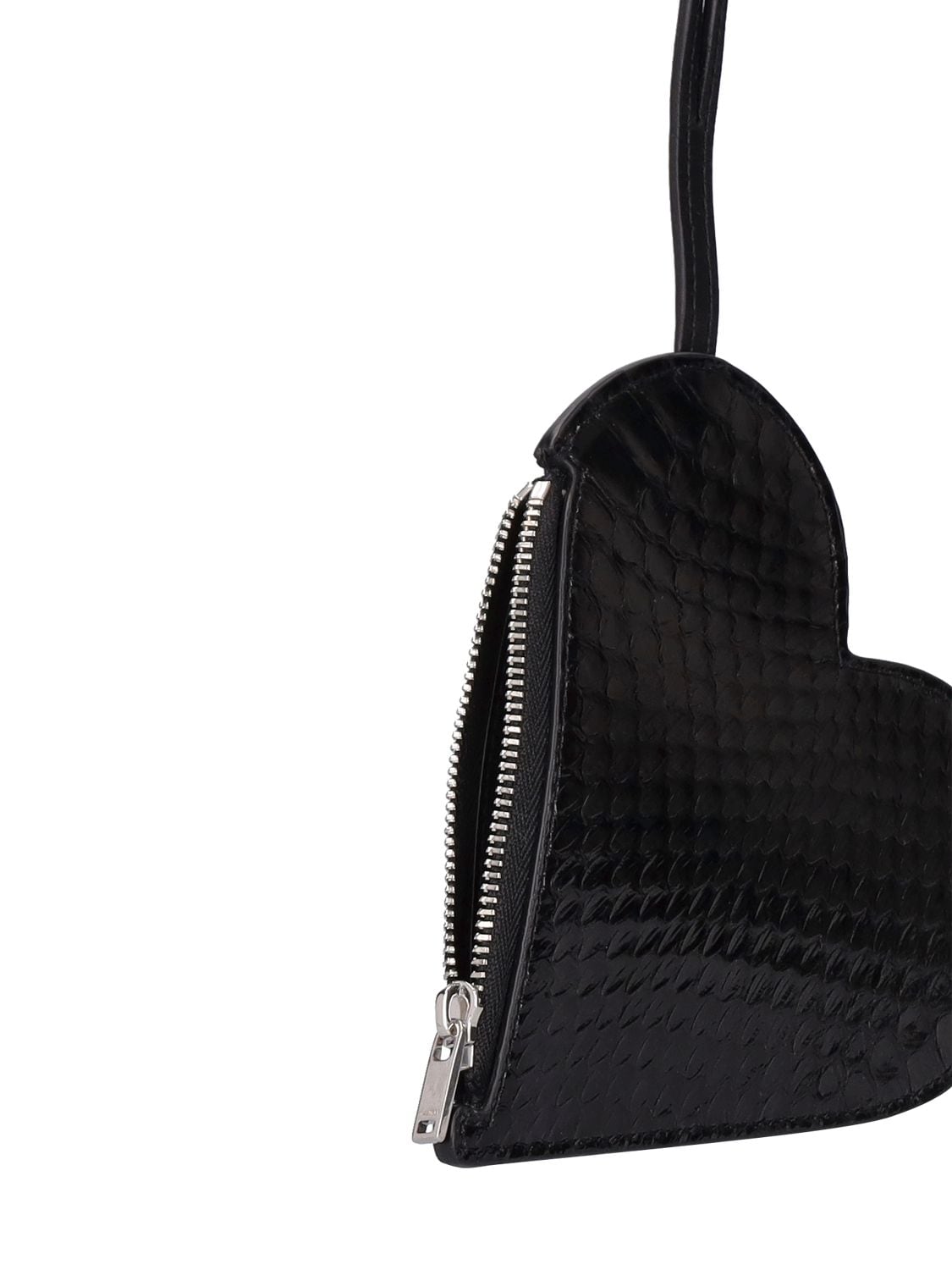 Shop Jil Sander Heart-shaped Snakeskin Pouch In Black