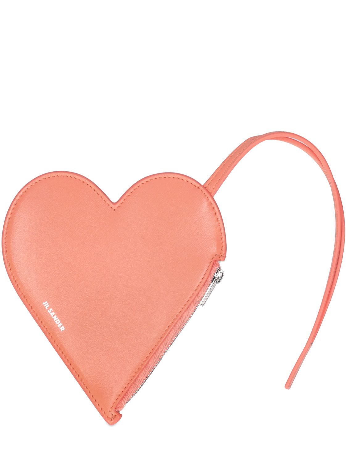 Jil Sander Leather Heart-shaped Pouch In Coral