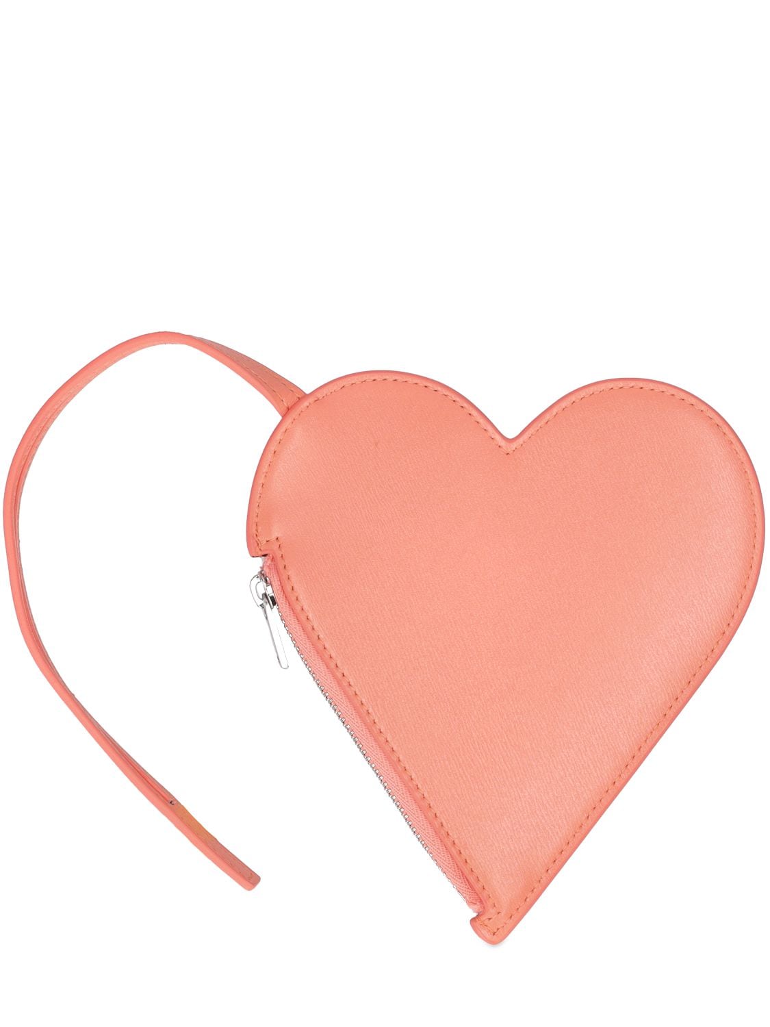 Shop Jil Sander Leather Heart-shaped Pouch In Coral