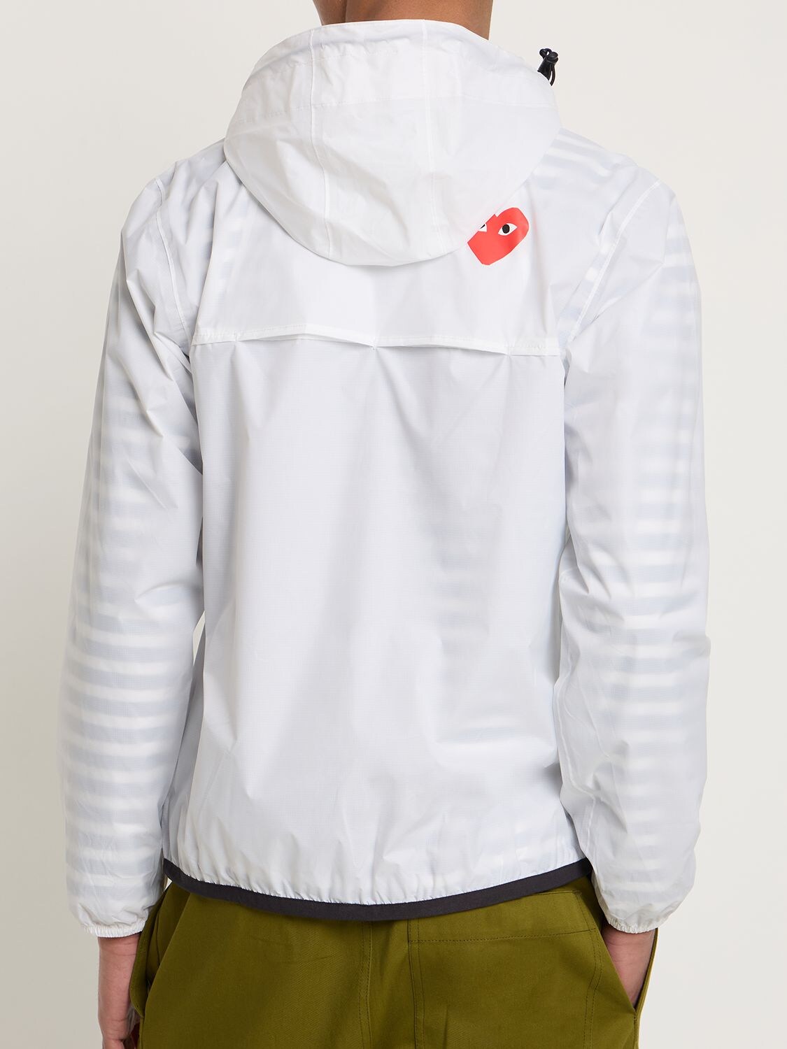 Shop Comme Des Garçons Play K-way Cdg Play Logo Nylon Zip Jacket In White