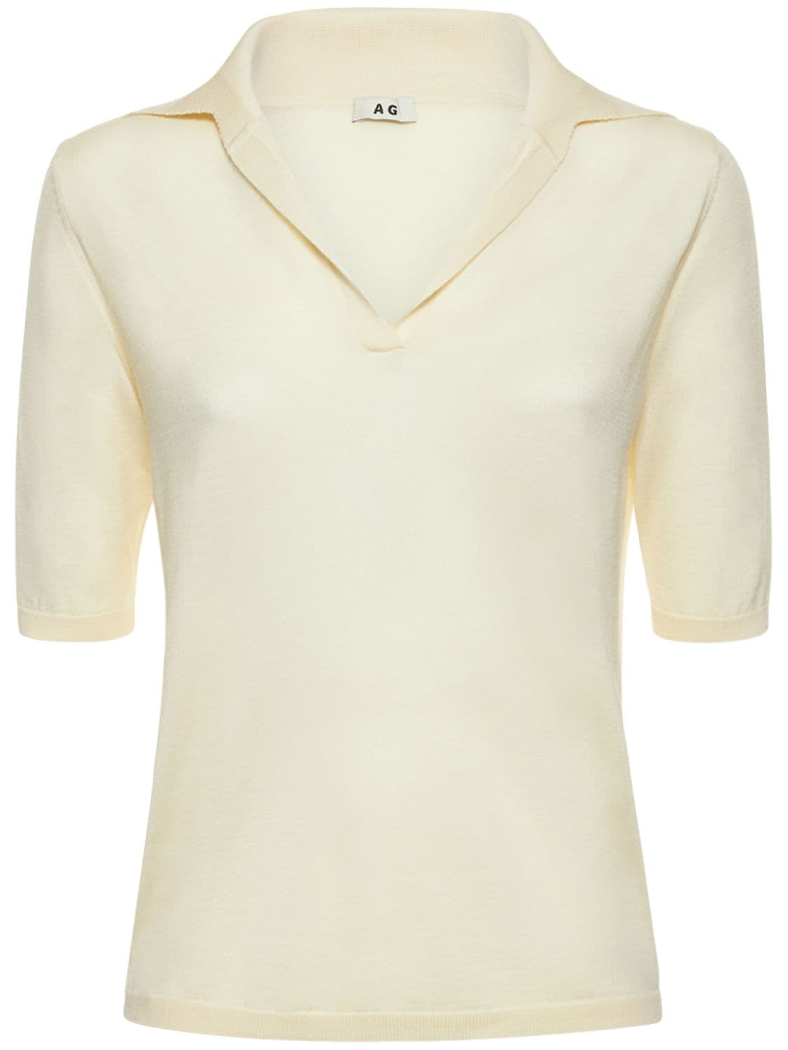 Ag Nina Extra Fine Wool & Silk Polo In White