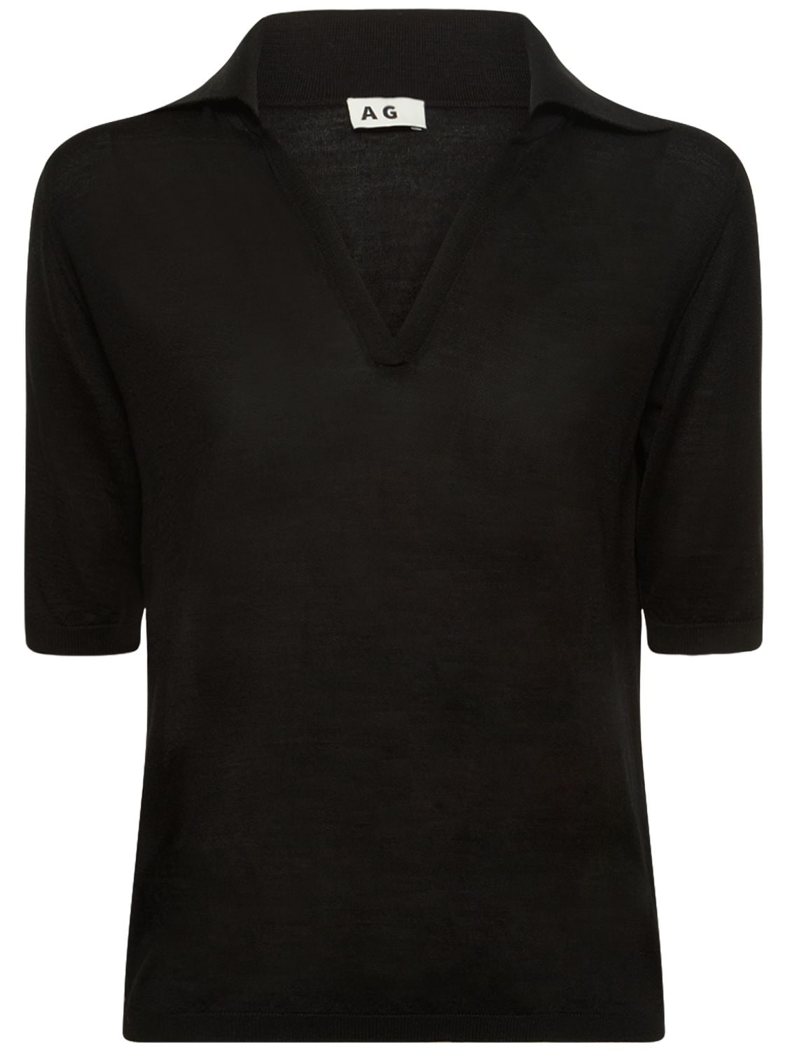 Ag Nina Extra Fine Wool & Silk Polo In Black