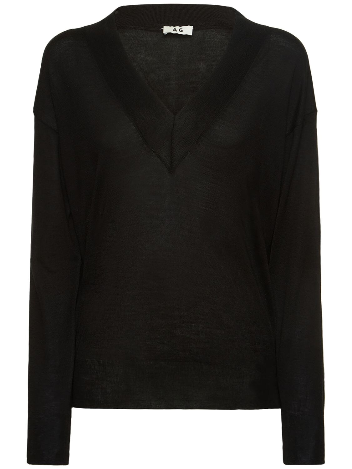 Shop Ag Benedetta Wool & Silk Fine Knit Sweater In Black