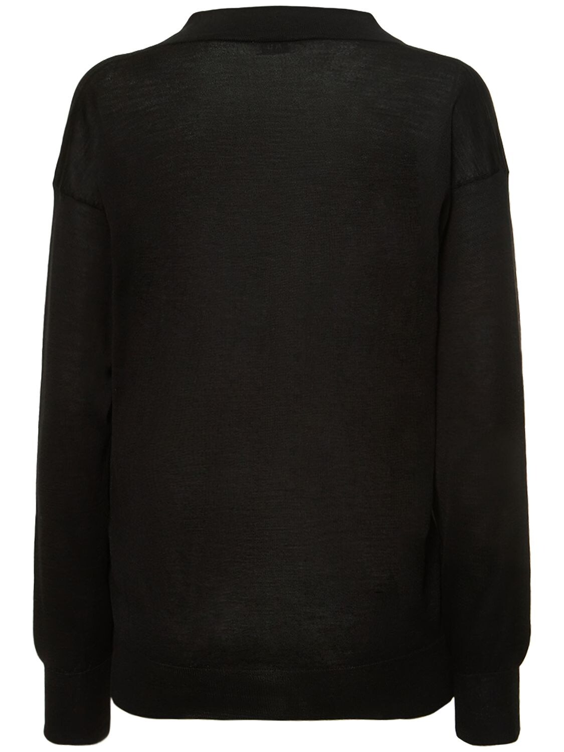 Shop Ag Benedetta Wool & Silk Fine Knit Sweater In Black