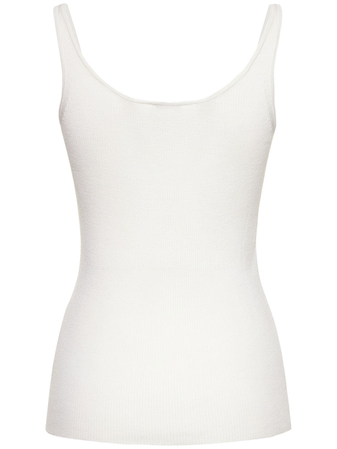 Shop Ag Sofia Ribbed Wool & Silk Tank Top In White