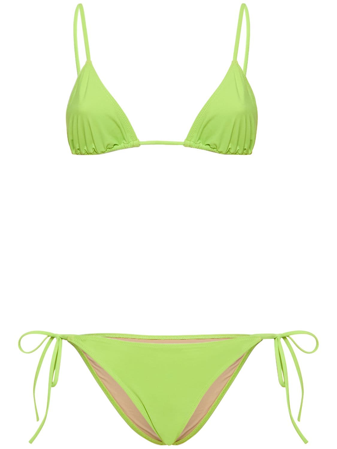 Lido Venti Self-tie Triangle Bikini In Lime Green