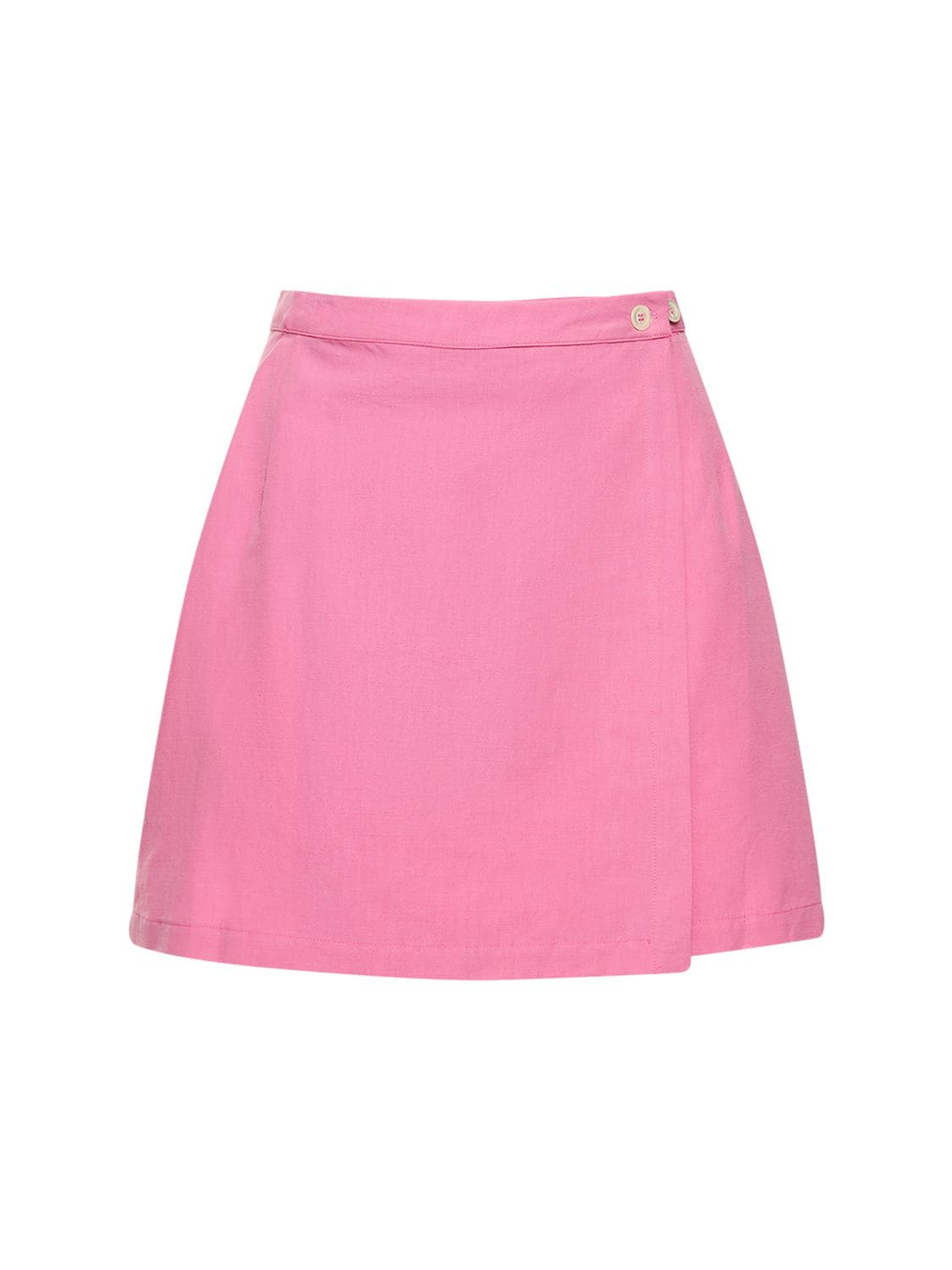 Lido Side Button-fastening Linen Skirt In Pink