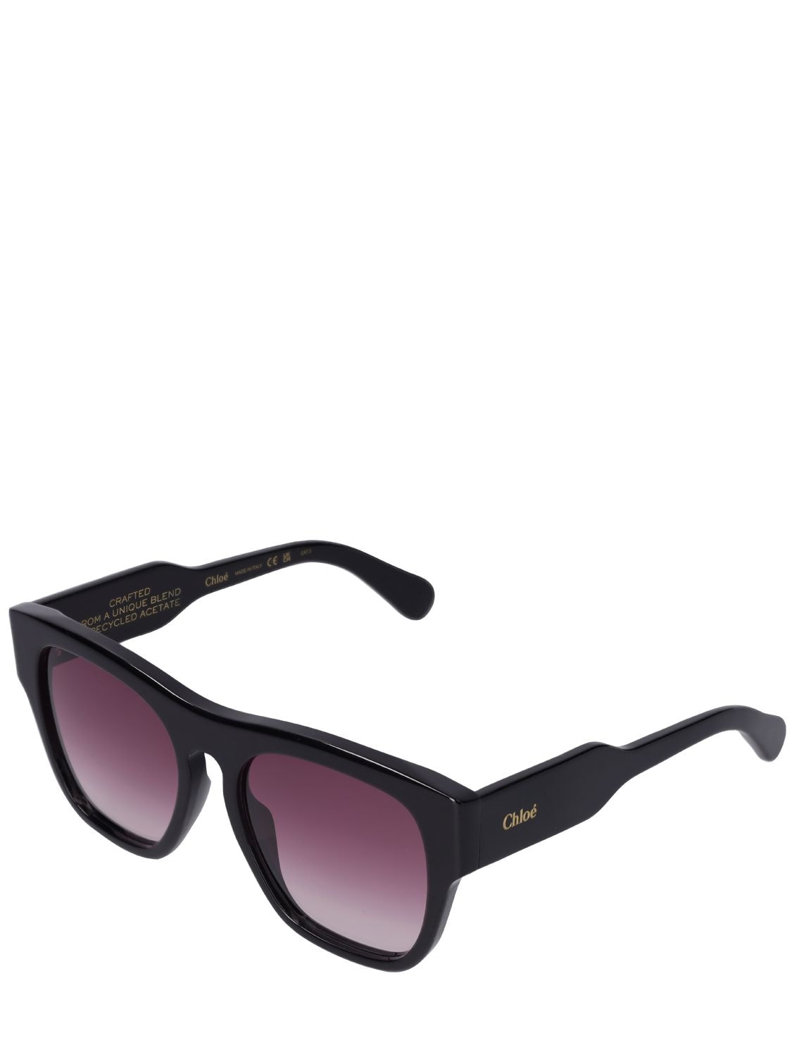 Shop Chloé Reace Squared Bio-acetate Sunglasses In Black,red