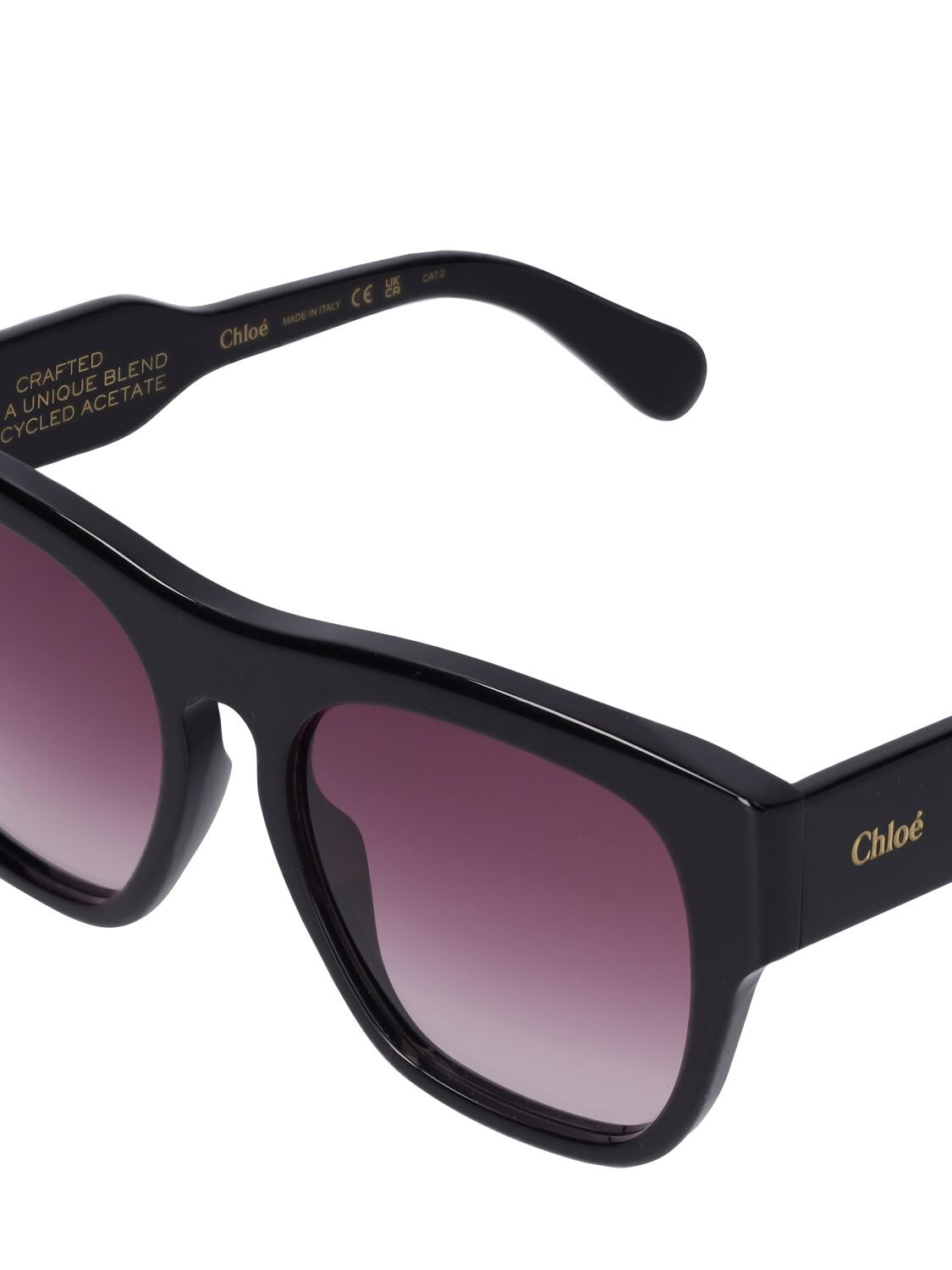 Shop Chloé Reace Squared Bio-acetate Sunglasses In Black,red