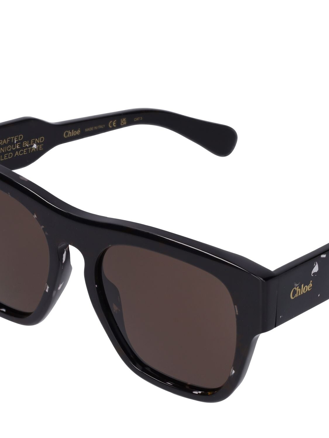 Shop Chloé Reace Squared Bio-acetate Sunglasses In Black,brown