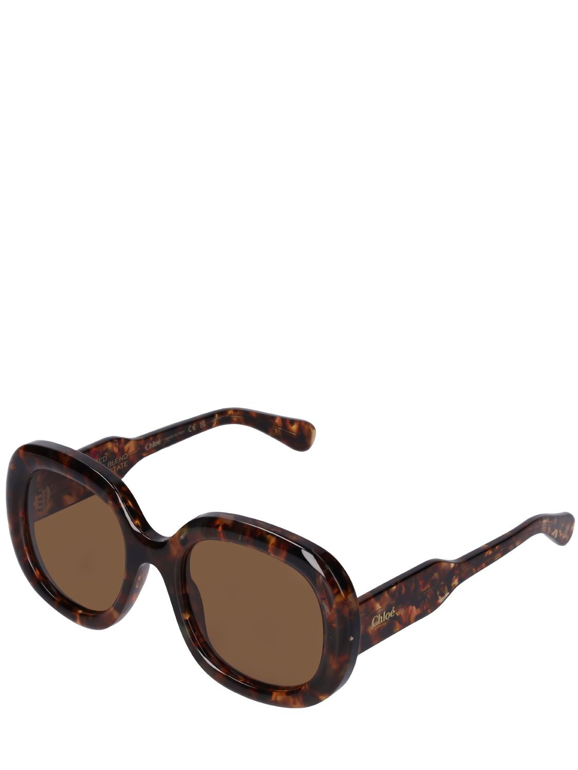 Shop Chloé Reace Round Bio-acetate Sunglasses In Havana,brown