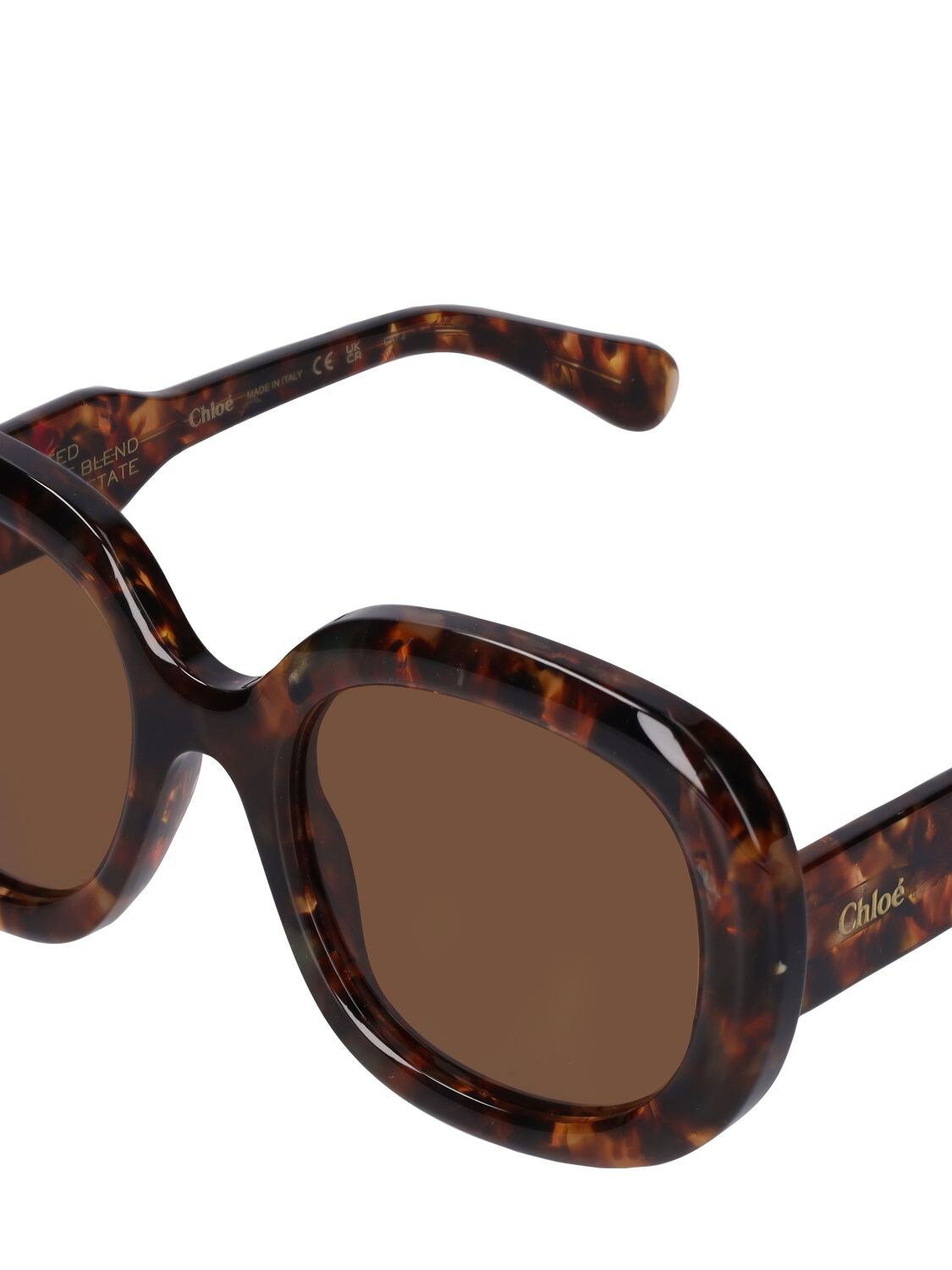 Shop Chloé Reace Round Bio-acetate Sunglasses In Havana,brown
