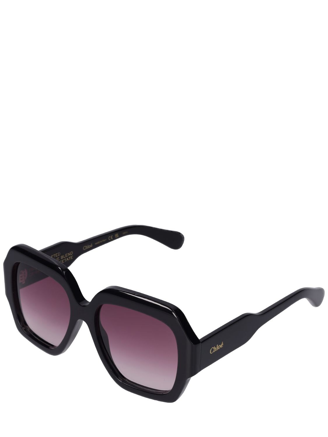 Shop Chloé Reace Oversize Bio-acetate Sunglasses In Black,red