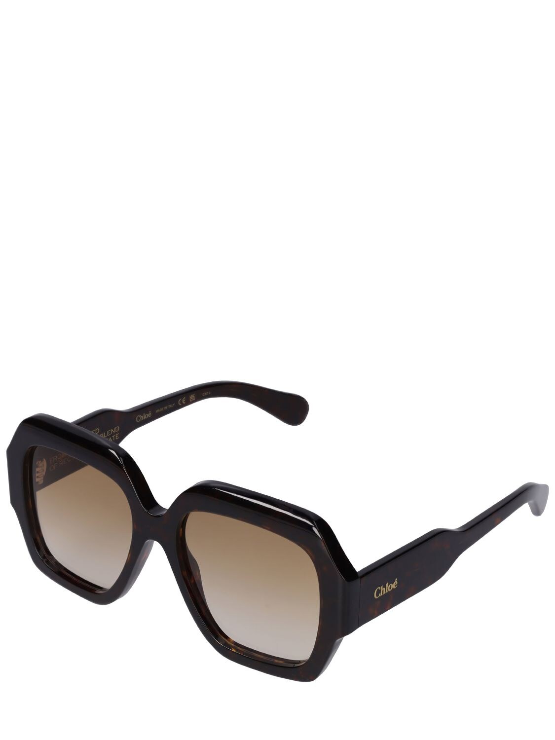 Shop Chloé Reace Oversize Bio-acetate Sunglasses In Havana,brown