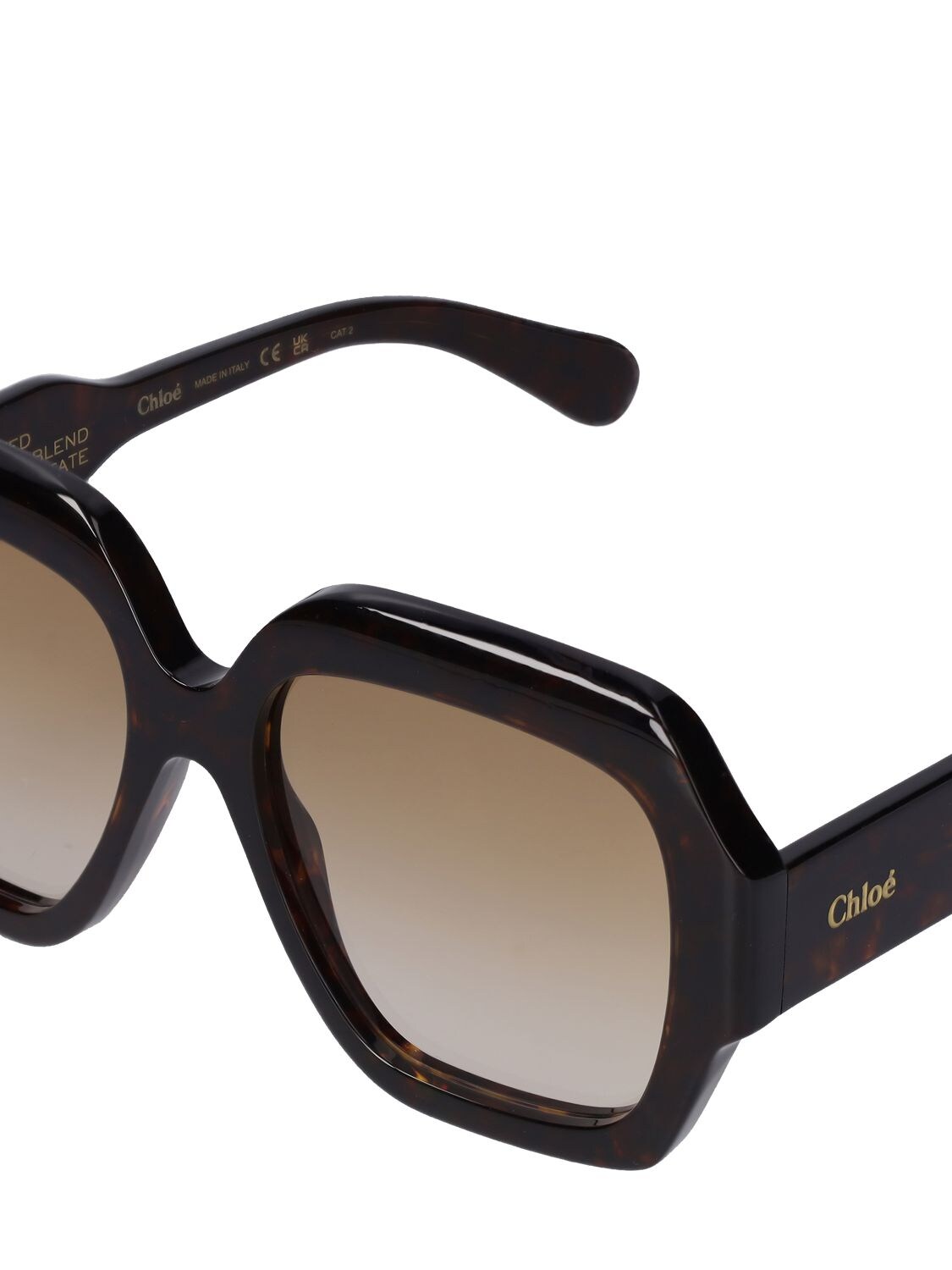 Shop Chloé Reace Oversize Bio-acetate Sunglasses In Havana,brown