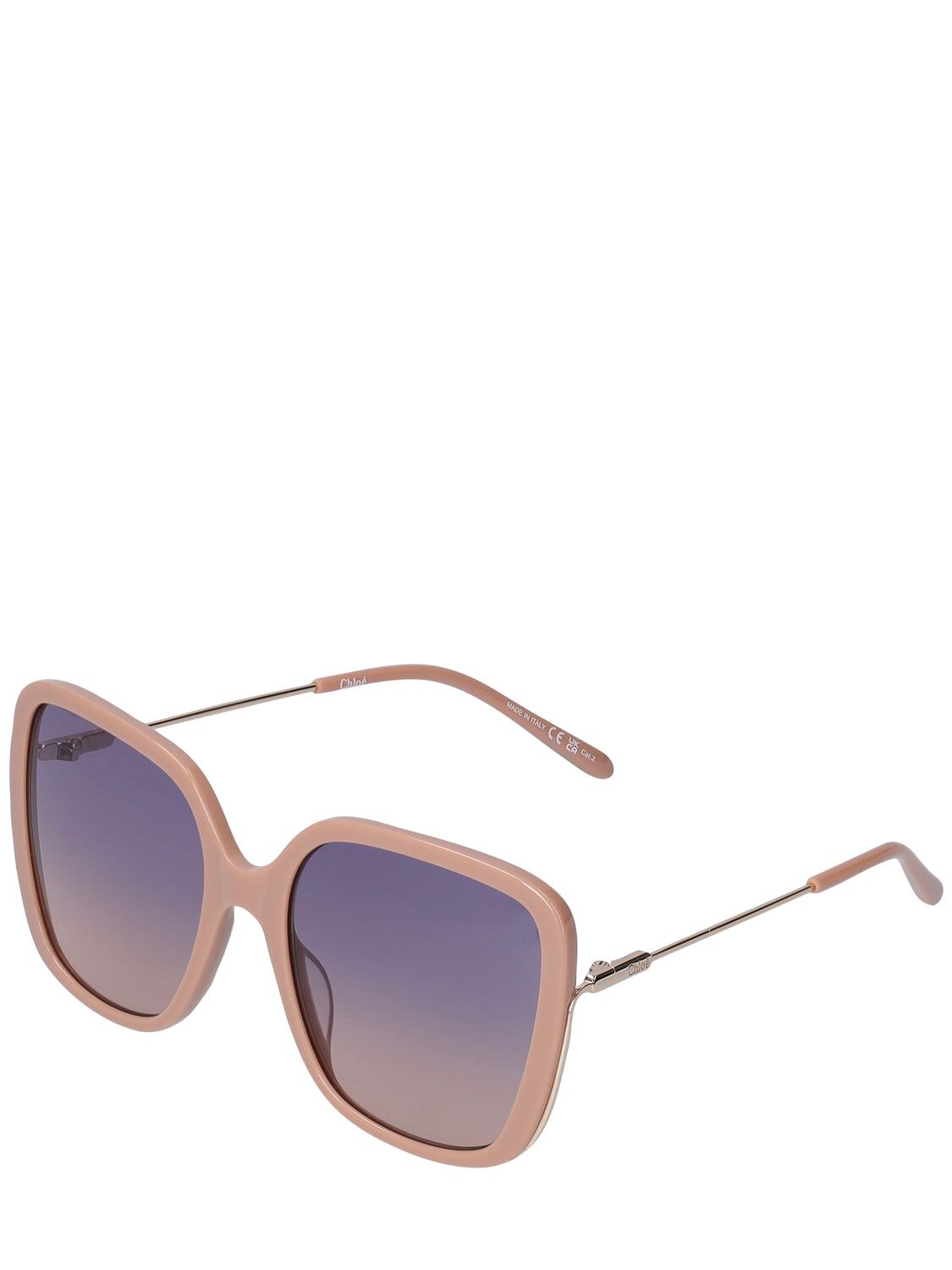 Shop Chloé Eyeshadow Squared Bio-acetate Sunglasses In Nude,gradient