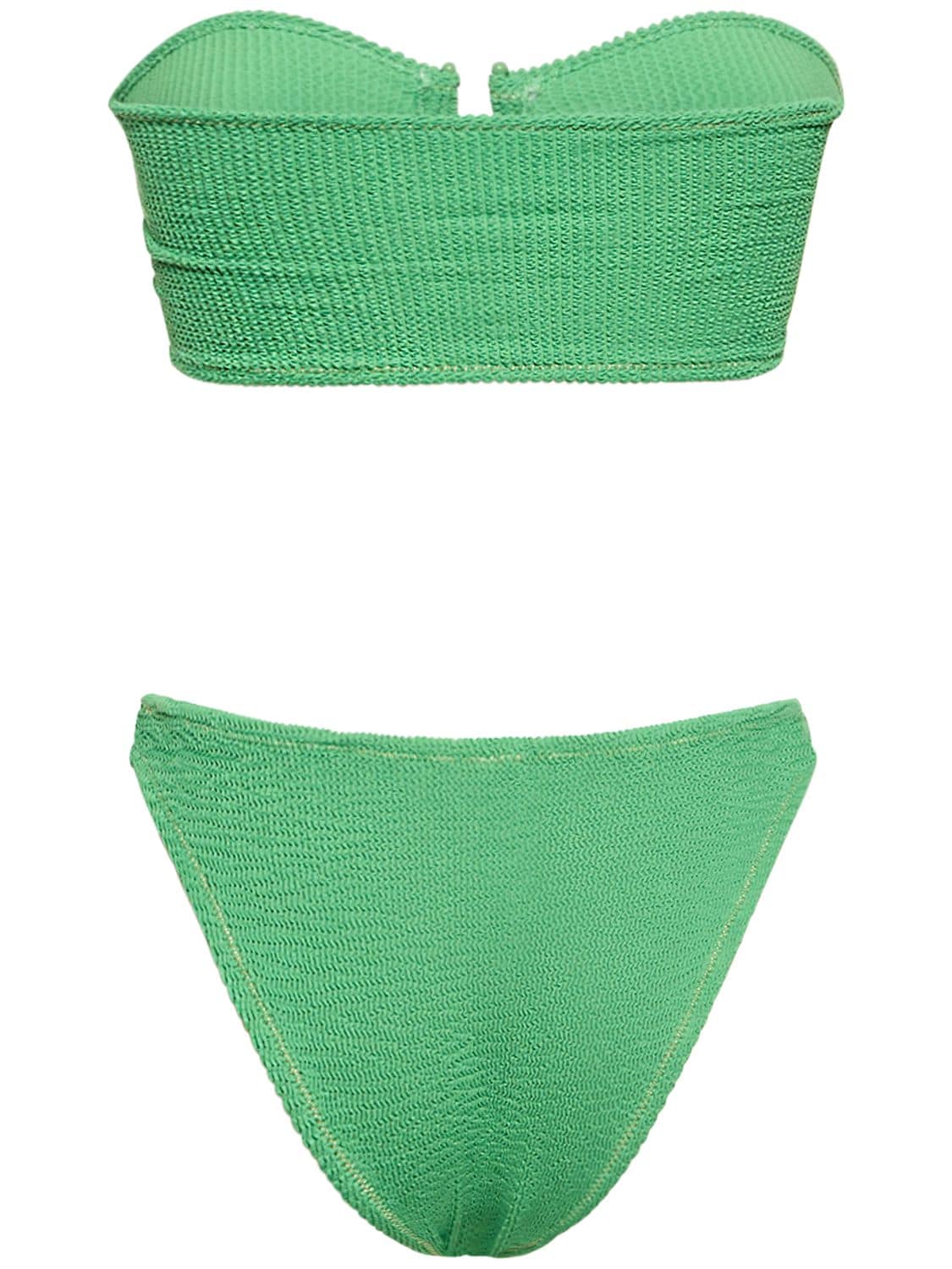 Shop Reina Olga Ausilia Bandeau Bikini Set In Green