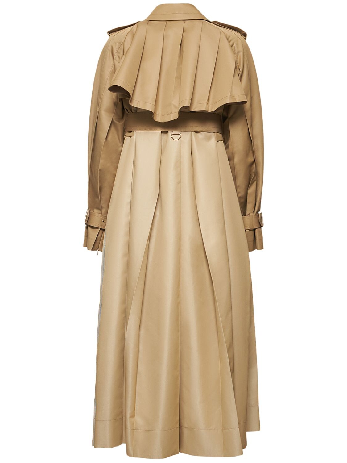 Sacai Cotton Blend Gabardine Trench Coat In Beige