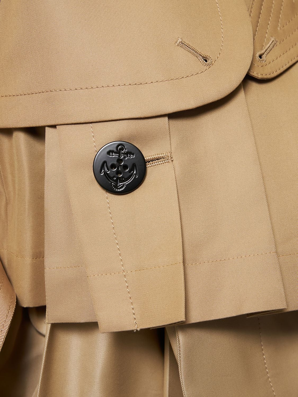 Sacai Cotton Blend Gabardine Trench Coat In Beige